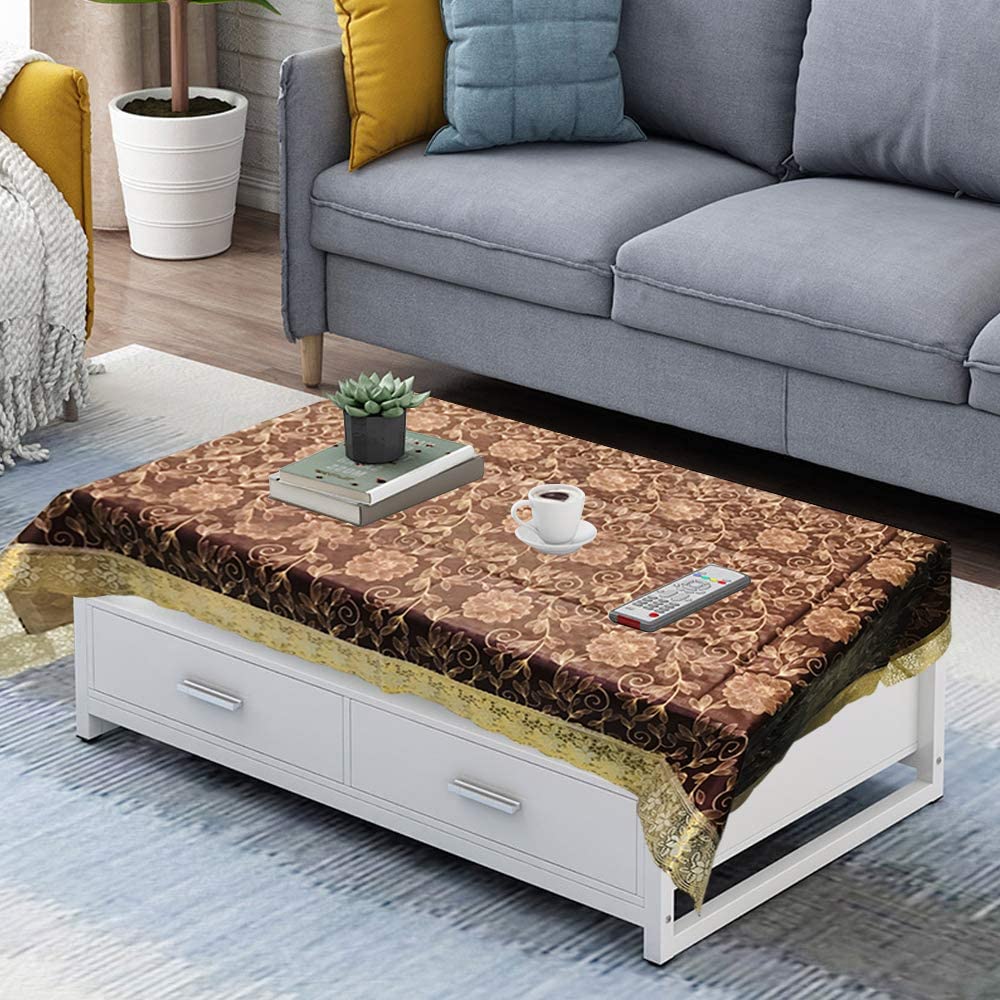 Homerz Premium Center Table Cover Waterproof and Dustproof (Brown Floral, 40x60 inch- Center Table)