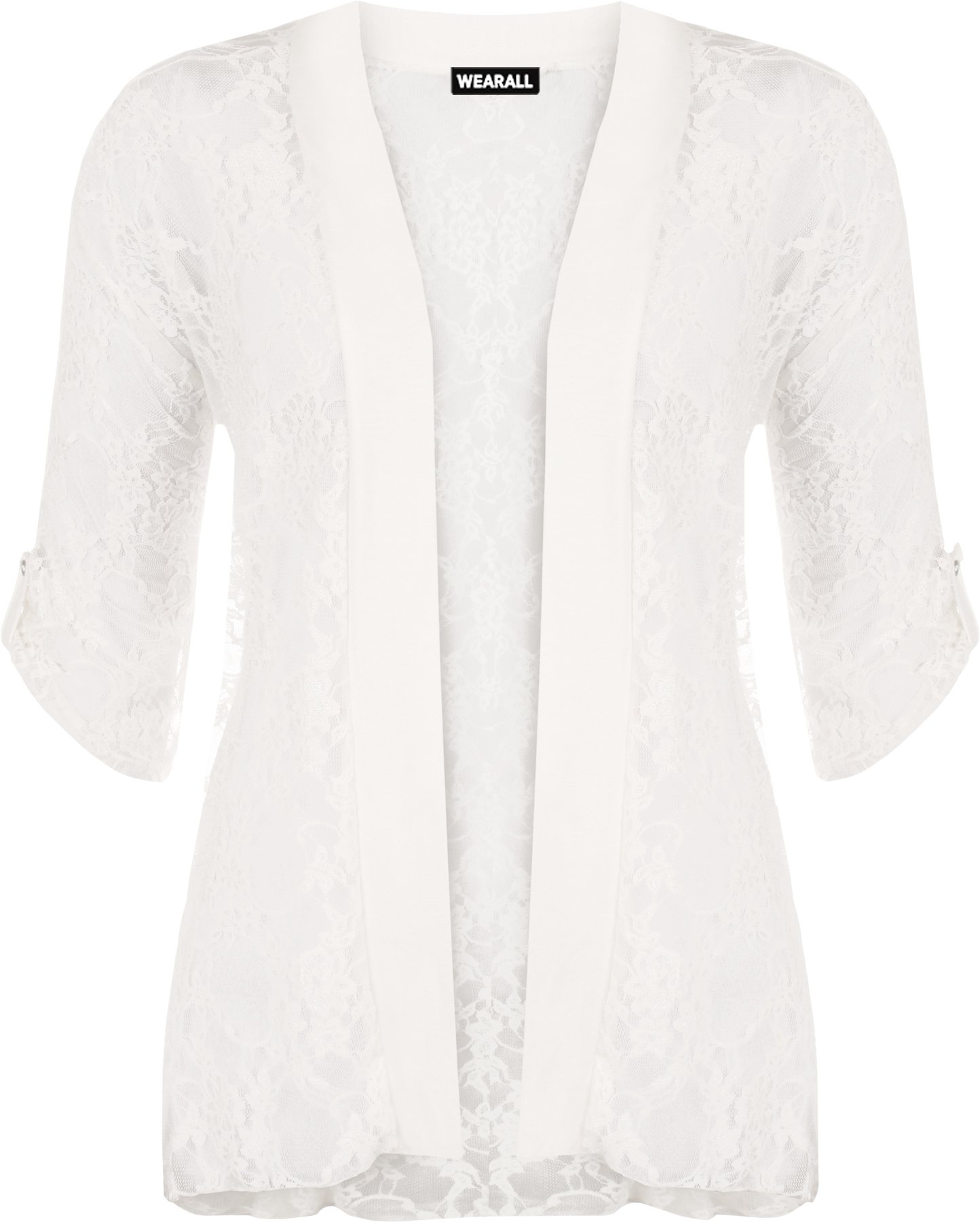 Wearall Women's Cream Lace Open Cardigan Top - 18
