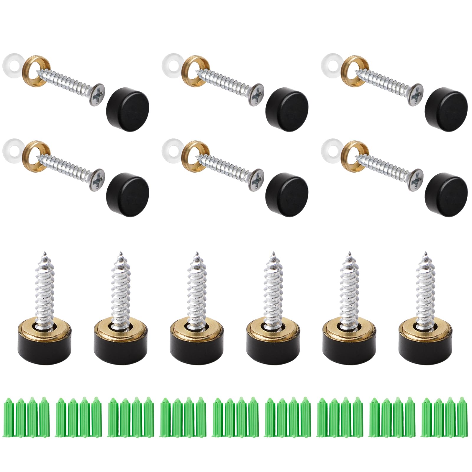 INCREWAY Mirror Nails, 40 Sets Copper Mirror Polished Screws with Decorative Caps, Black Mirrors Covers (10MM) — image 1