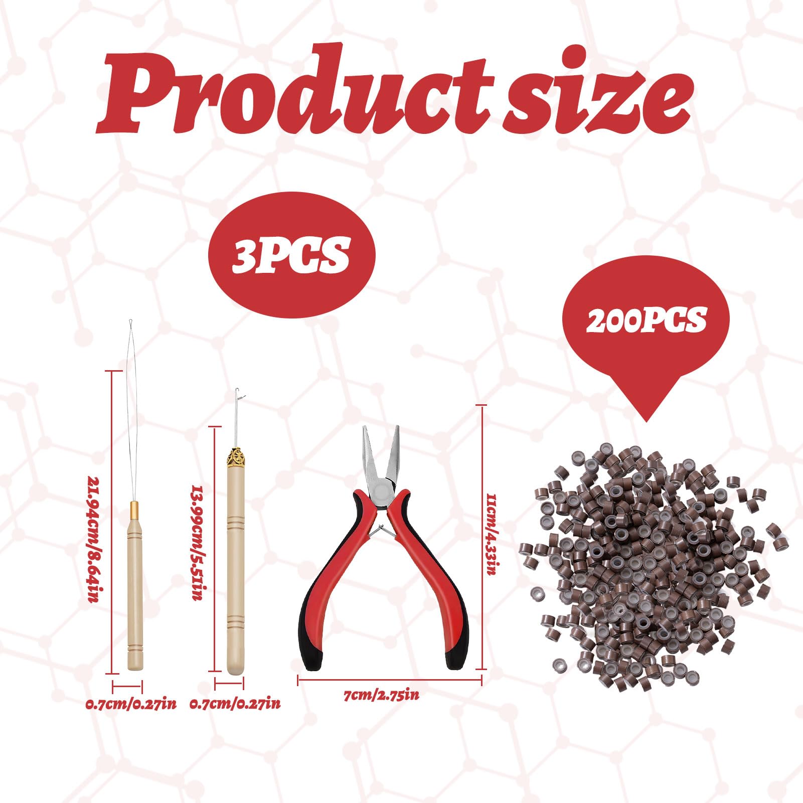 Nano Beads Hair Extensions Kit,1PCS Hair Extension Tools for Kit,Hair Extension Beads For Hair E xtensionsextensions Professional Tools,H air E xtension Pliers and Loop Threader for Extending H air - Image 2
