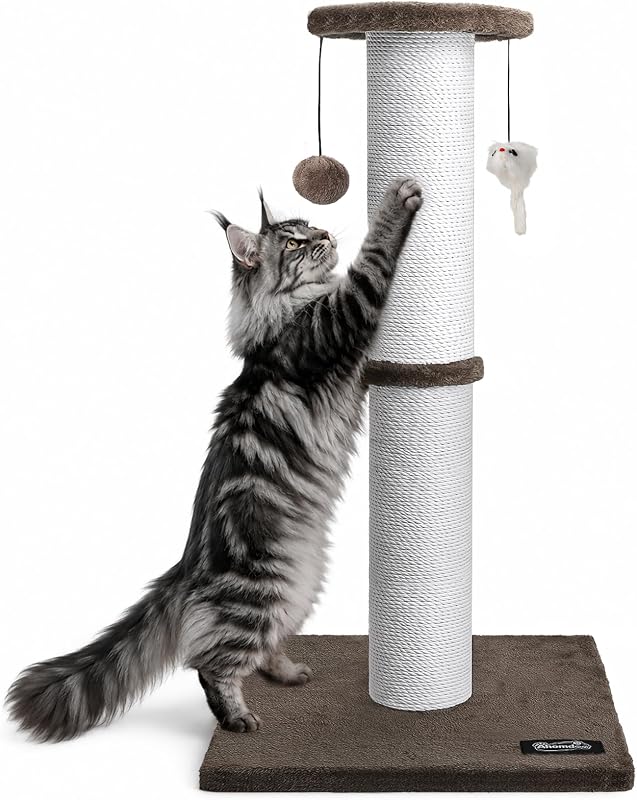 Arranhador para Gatos Grandes com Poste Alto, Base Estável e Corda de Algodão Ahomdoo H40113 — 86,36 cm