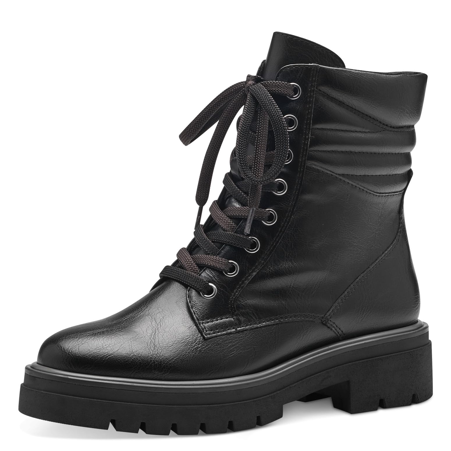 MARCO TOZZI Women's 2-25292-41 Lace Boot Flat, Black, 6.5