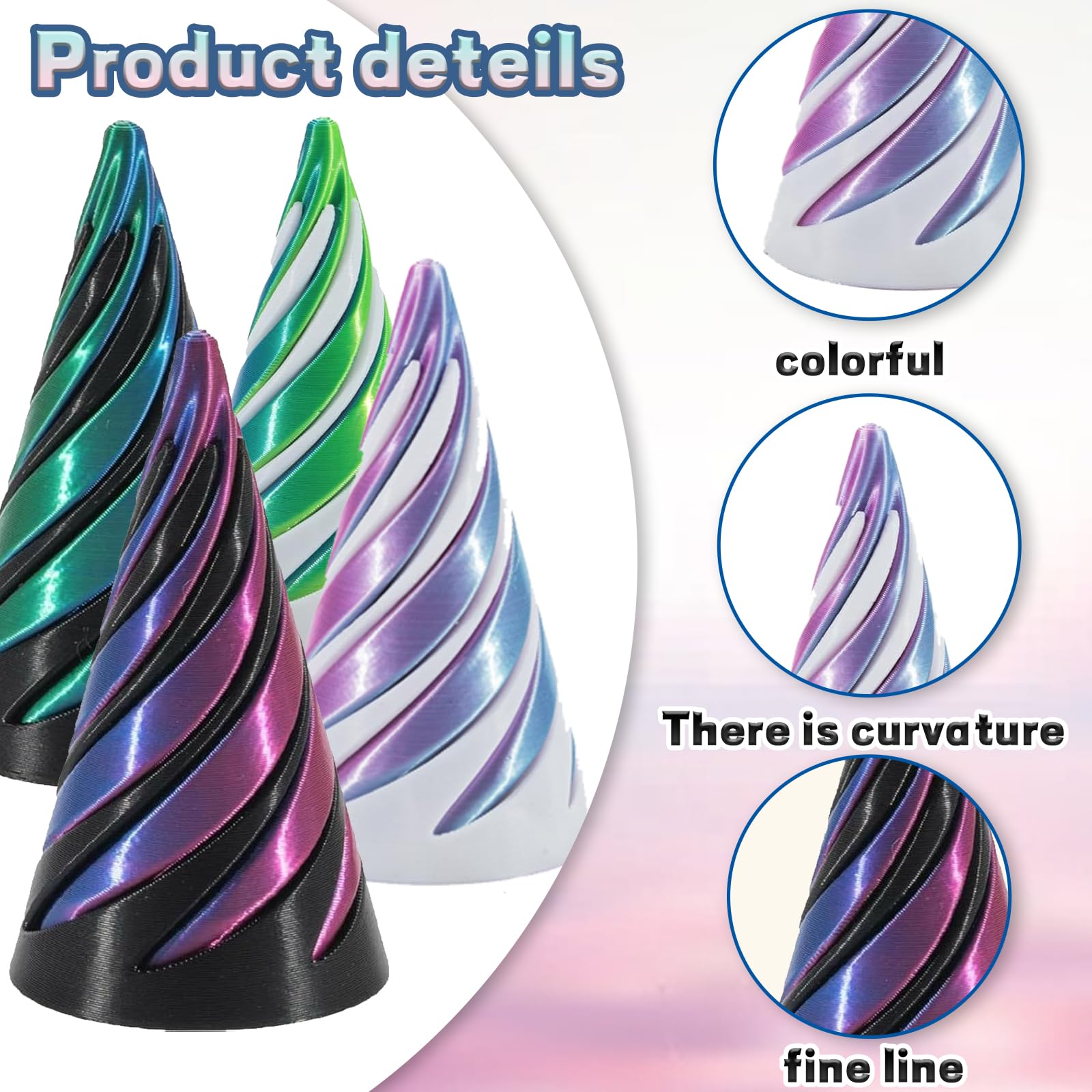 4Pairs Spiral Cone Fidget Toys, 3D Printed Fidget Toy, Steampunk Whirling Wonder - Image 3