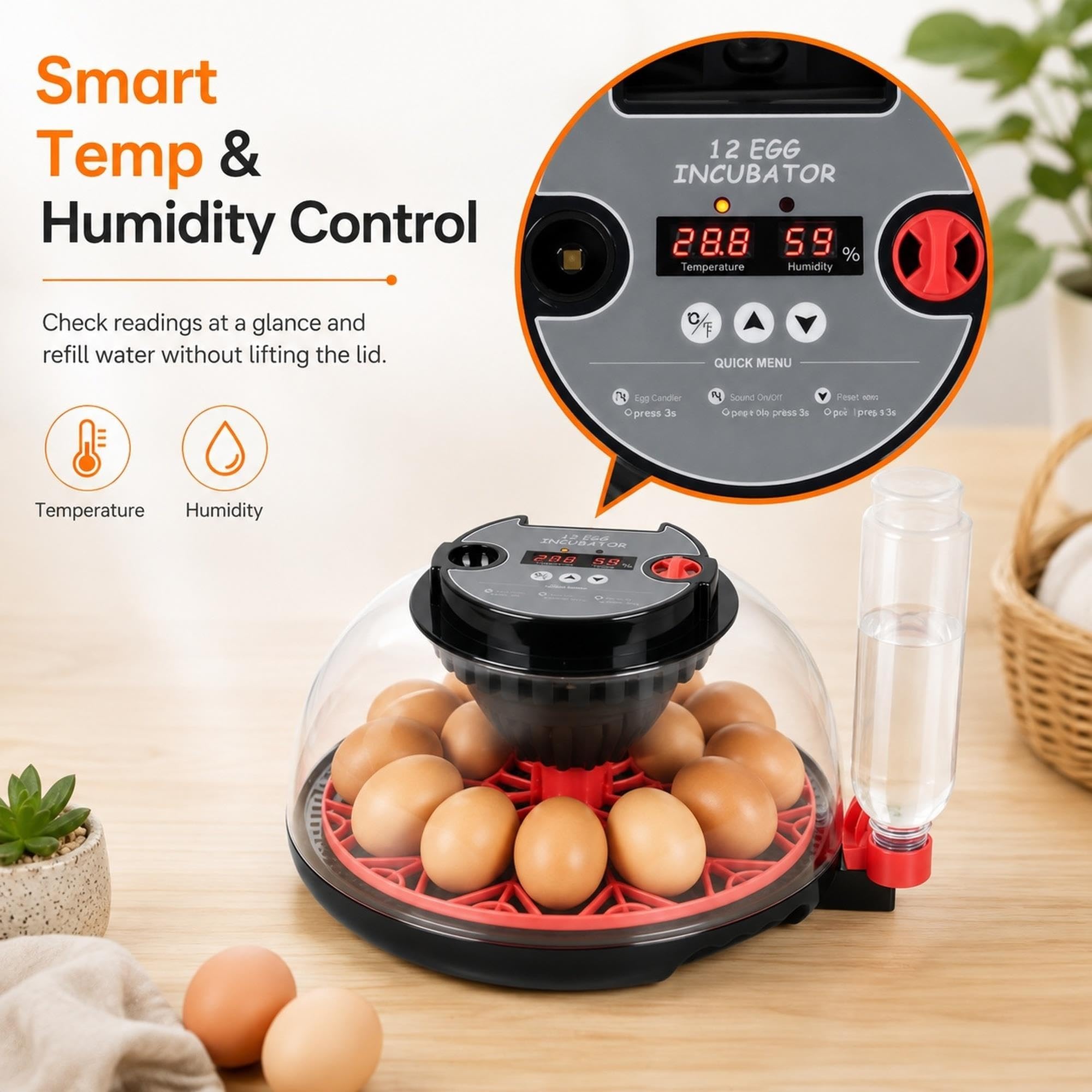Incubatrice for 12 uova con rotazione automatica