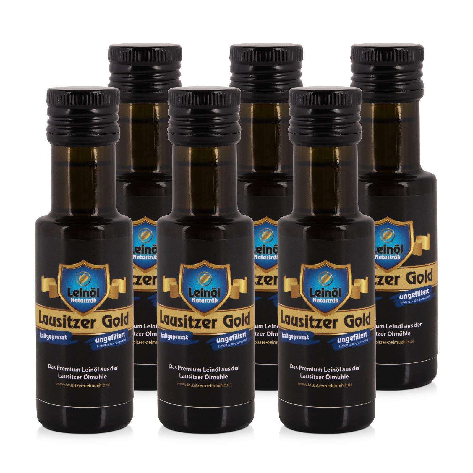 6 x Lausitzer Leinöl - Lausitzer Gold (kaltgepresstes ungefiltertes Premium Leinöl), 6x 105ml