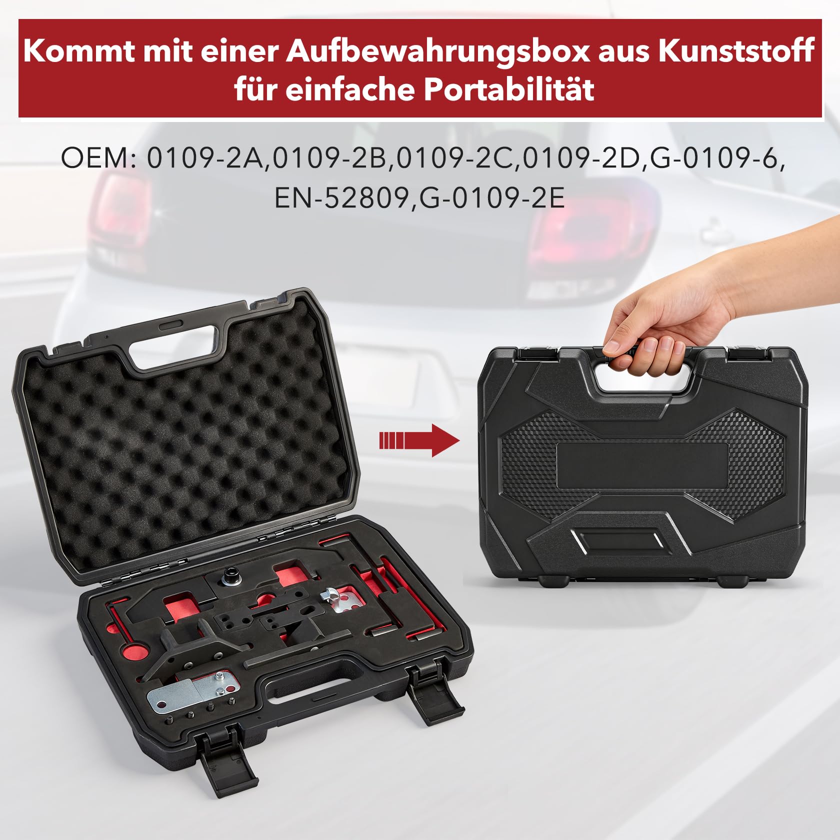 CarBole Motor Einstellwerkzeug Satz für 1.2 Vti (VVT)/GDI PureTech Benzinmotor,Zahnriemen Werkzeug Kompatibel mit Opel Peugeot Citroen,für G-0109-2E,G-0109-6,EN-52809,0109-2C/2D,109-2B,0109-2B