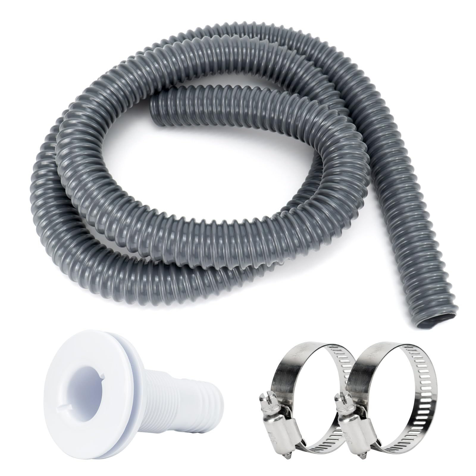 Kit plomberie de cale 3,8 cm avec tuyau flexible PVC haute résistance 1.8m