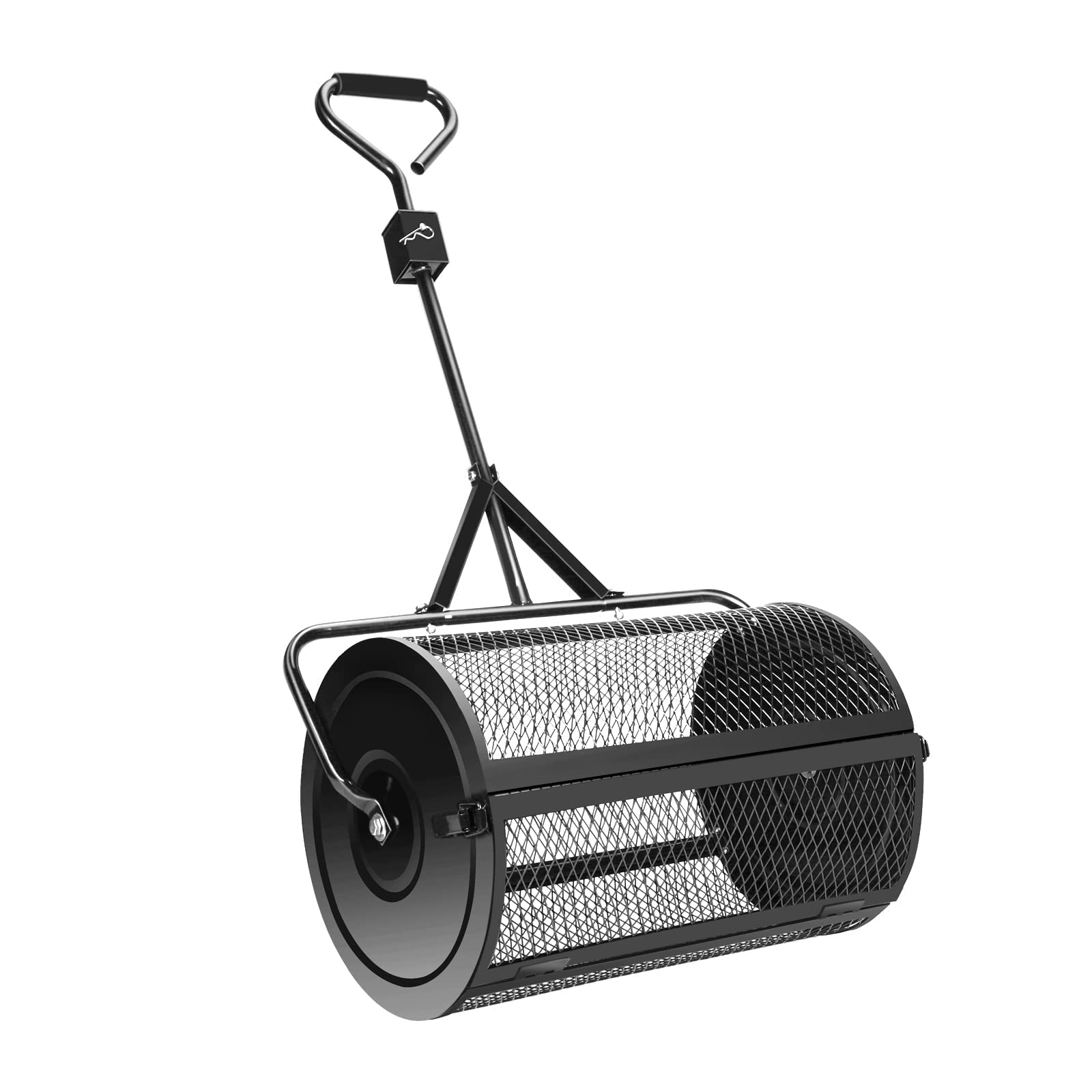 Épandeur de mousse de tourbe, épandeurs de pelouse et de jardin, rouleau en maille métallique robuste de 24 pouces/60 cm, épandeur à pousser/remorquer, compost, mousse de tourbe, terre végétale, tam