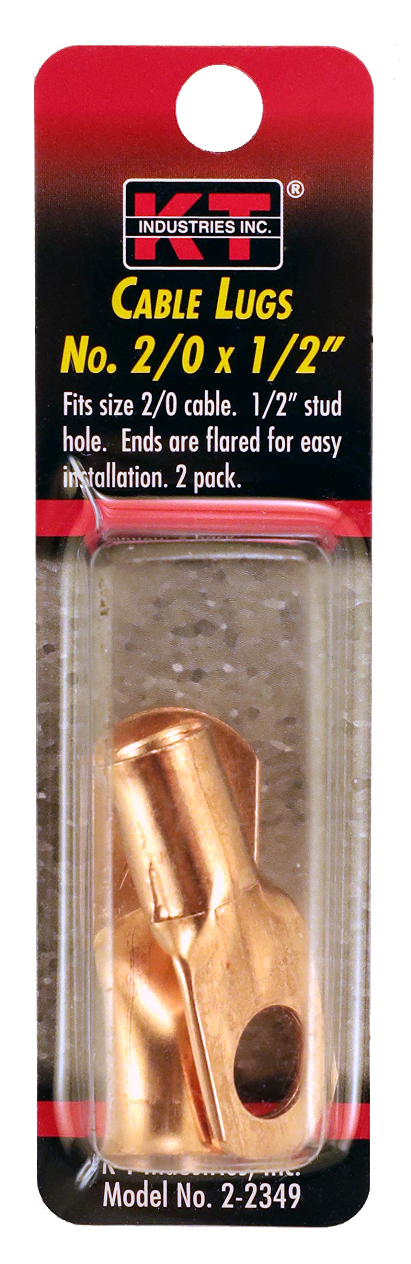 K-T Industries 2-2349 Cable Lug (2 Pack), Size 2/0 by 0.5"