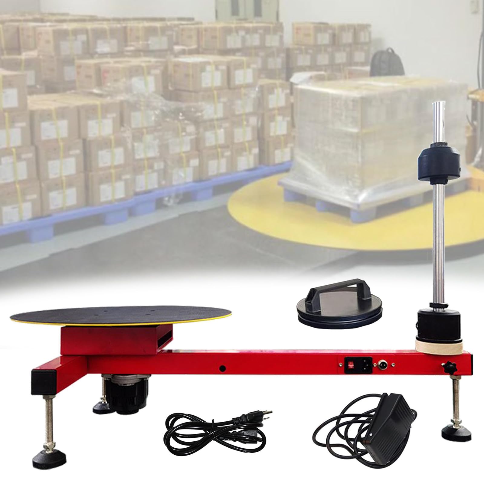 Elektrische Stretchfolien-Verpackungsmaschine mit Drehteller, Palettenwickler für Industrieverpackungen