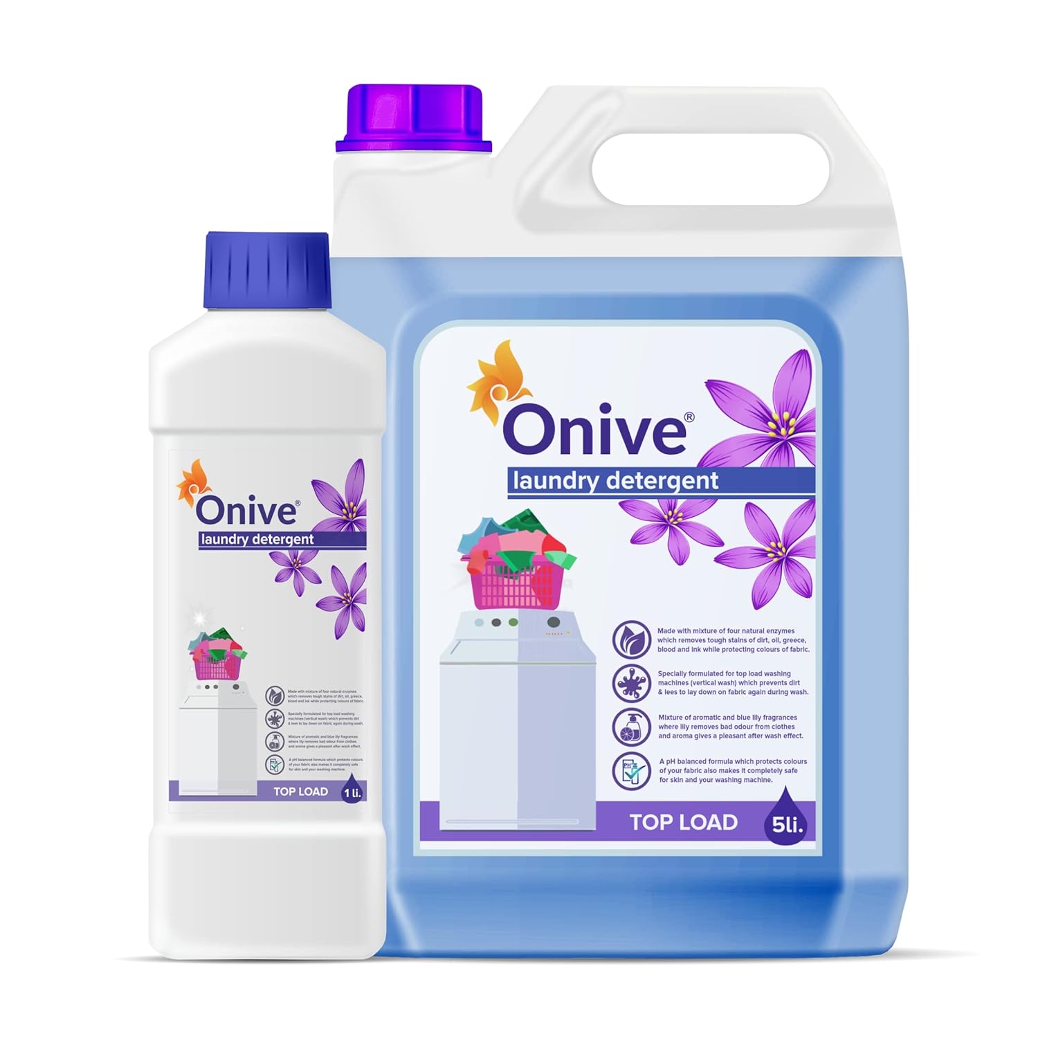 Onive Top Load Washing Machine Liquid Detergent 5 Litre + 1 Litre