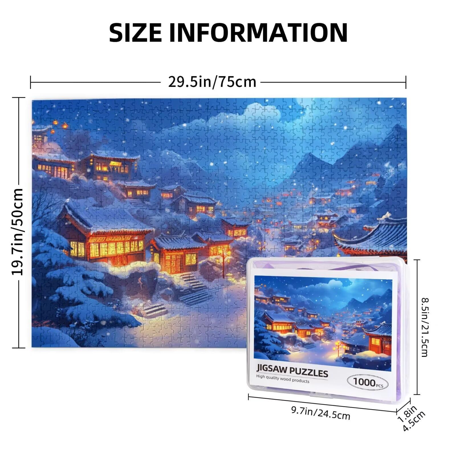 Puzzle zimowe 3000 elementów, domek śnieżny, puzzle dla dorosłych, z pudełkiem na prezent, "zrób to sam", duże drewniane puzzle dla dorosłych, gra zręcznościowa dla całej rodziny, prezenty dla kobiet
