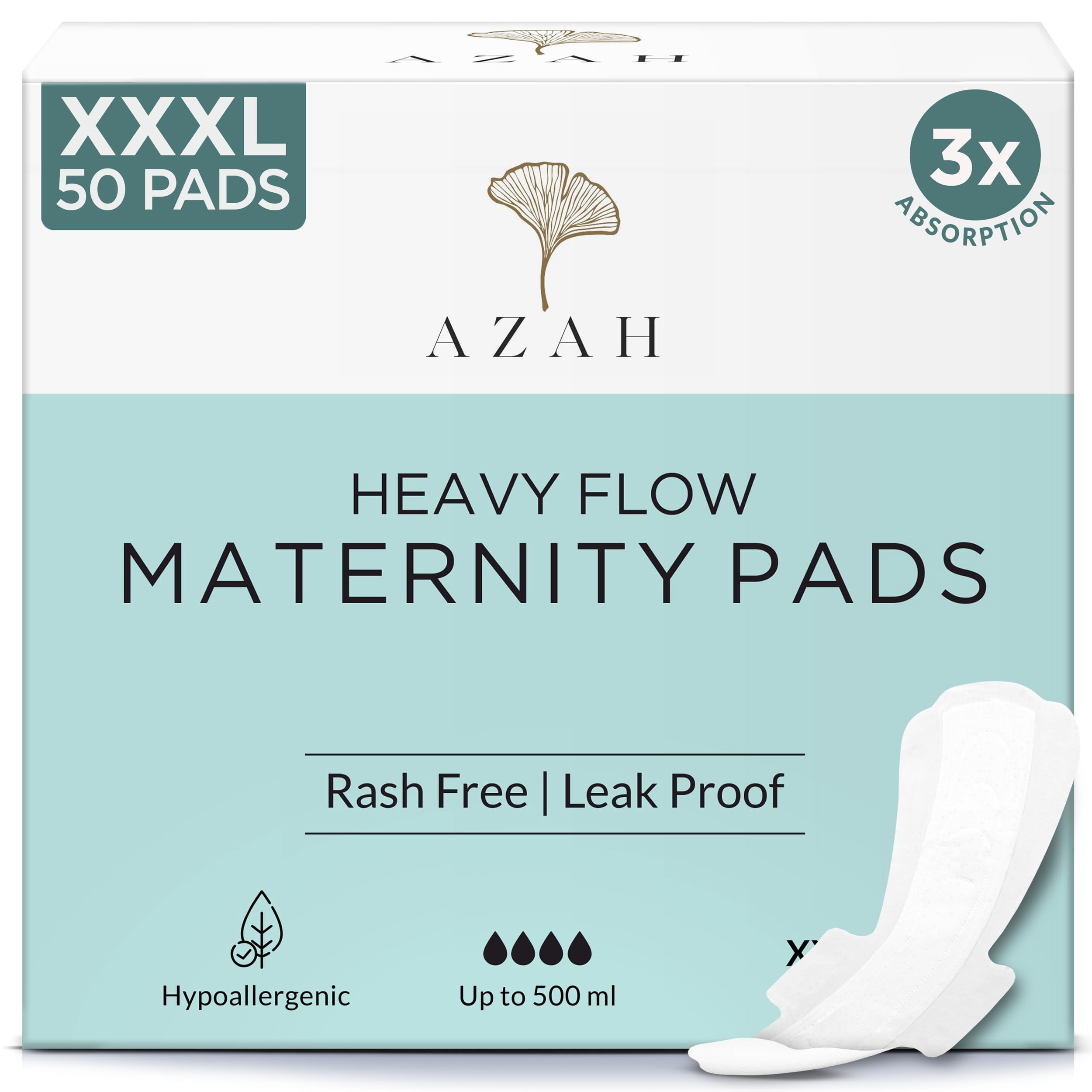 AZAH Maternity Pads after Delivery for Women (Box of 50) Ultra-Absorbent XXXL Pads for Women | Maternity Pads made for Heavy Flow, Postpartum Flow & Overnight flow | Without Disposable Bags (B0BPP2D5YS) Amazon Price History, Amazon Price Tracker