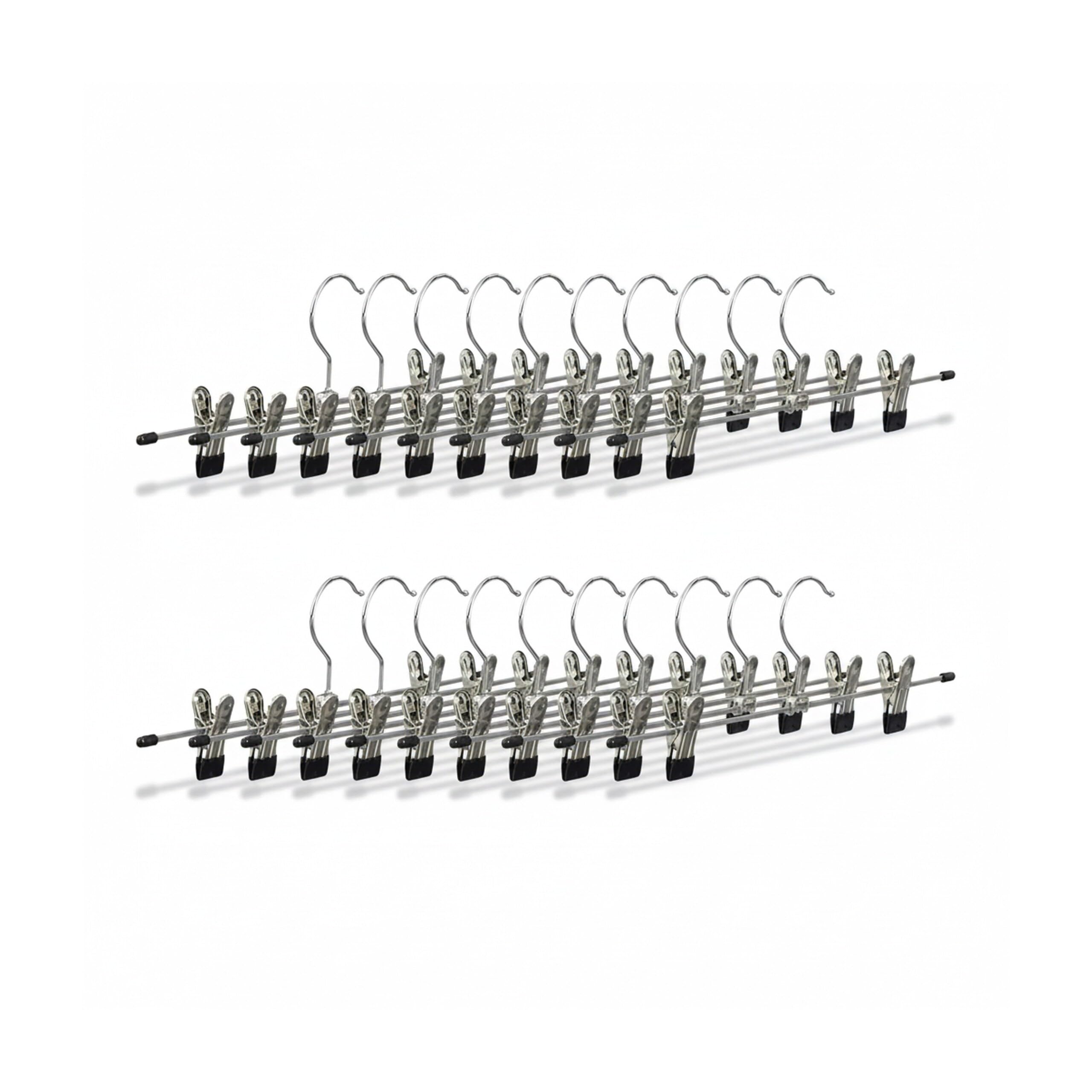 Set 100x Appendini per pantaloni, gonne, metallo, con clip regolabili HxLxP: 9x35,5x2,5 cm argento/nero