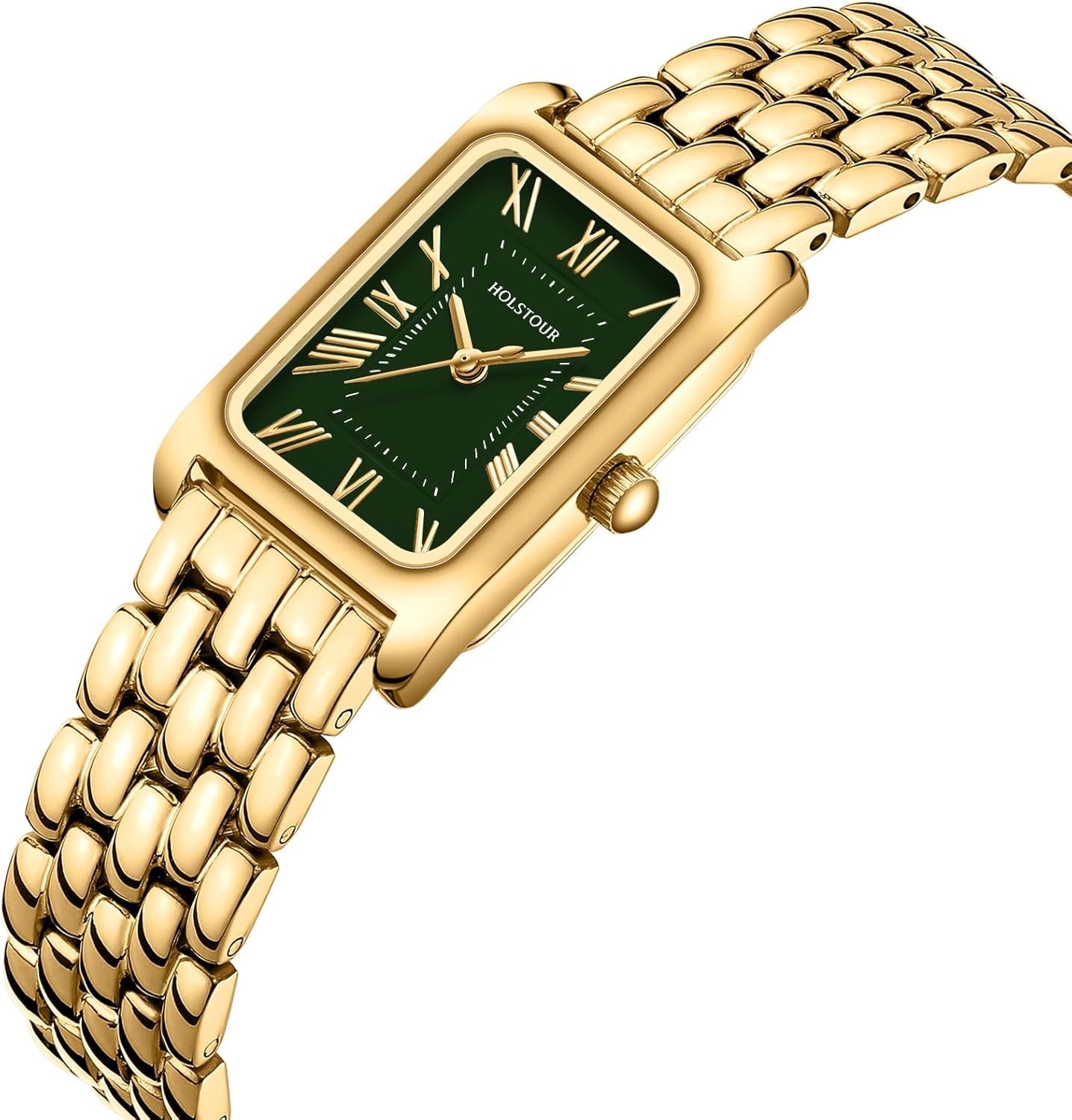 Gold Watches for Women Vintage Bracelet Roman Dial Rectangular Case Gold Watch Waterproof with Tools - Image 2