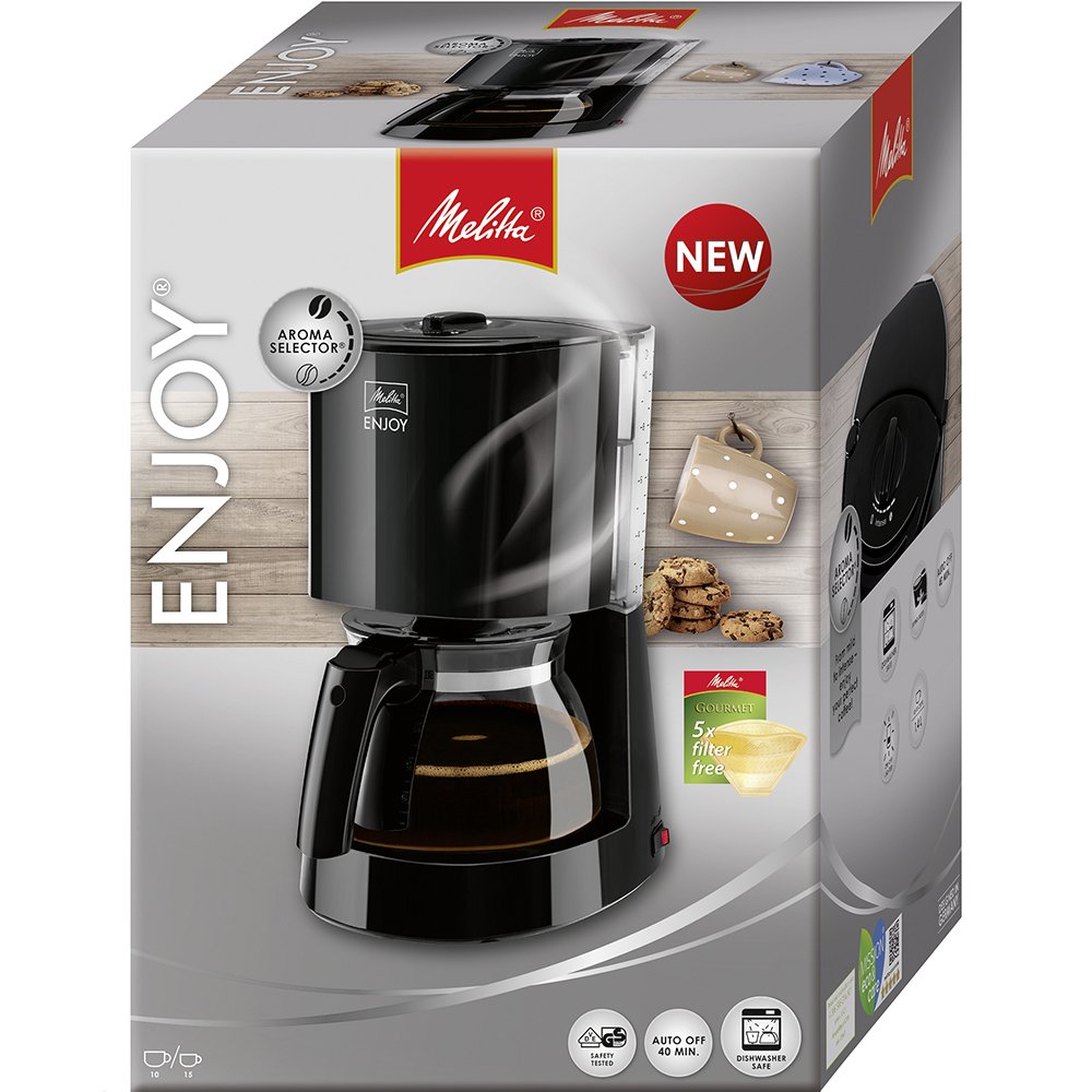 Melitta Enjoy przelewowy ekspres do kawy szklany dzbanek 10 filiżanek czarny
