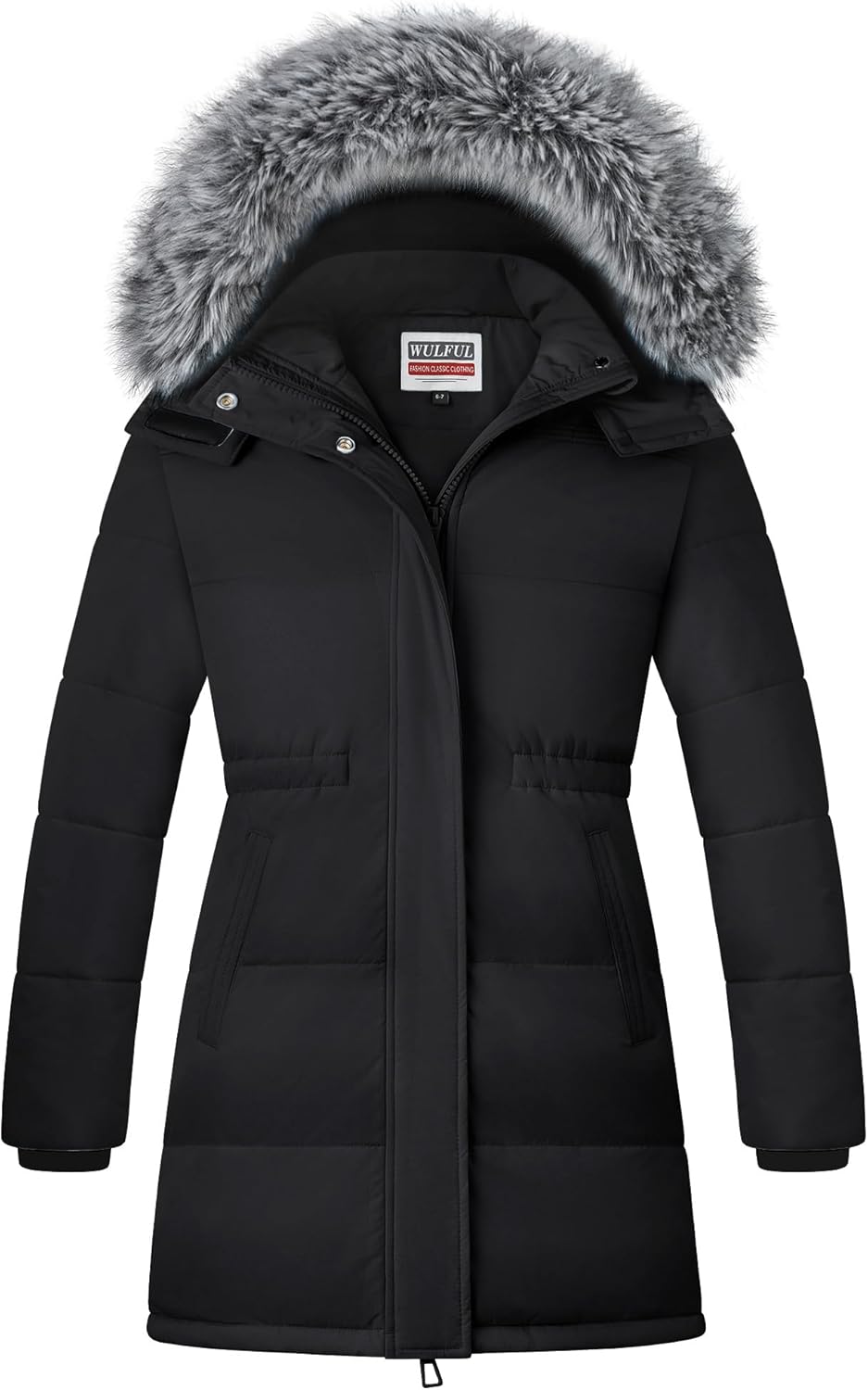 WULFUL Girl's Winter Long Coats Hooded Parka Kids Warm Puffer Jacket