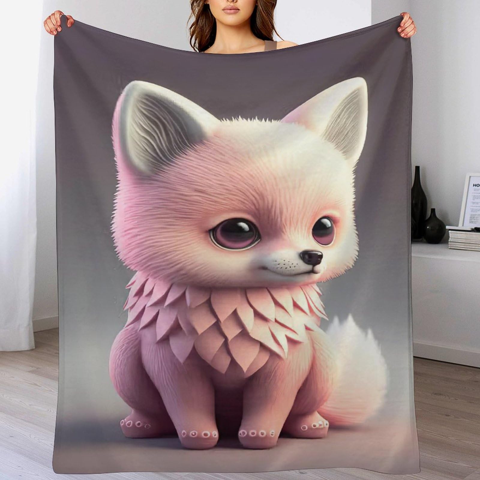 Manta de forro polar de zorro ligera mullida y cálida de 100x130 cm