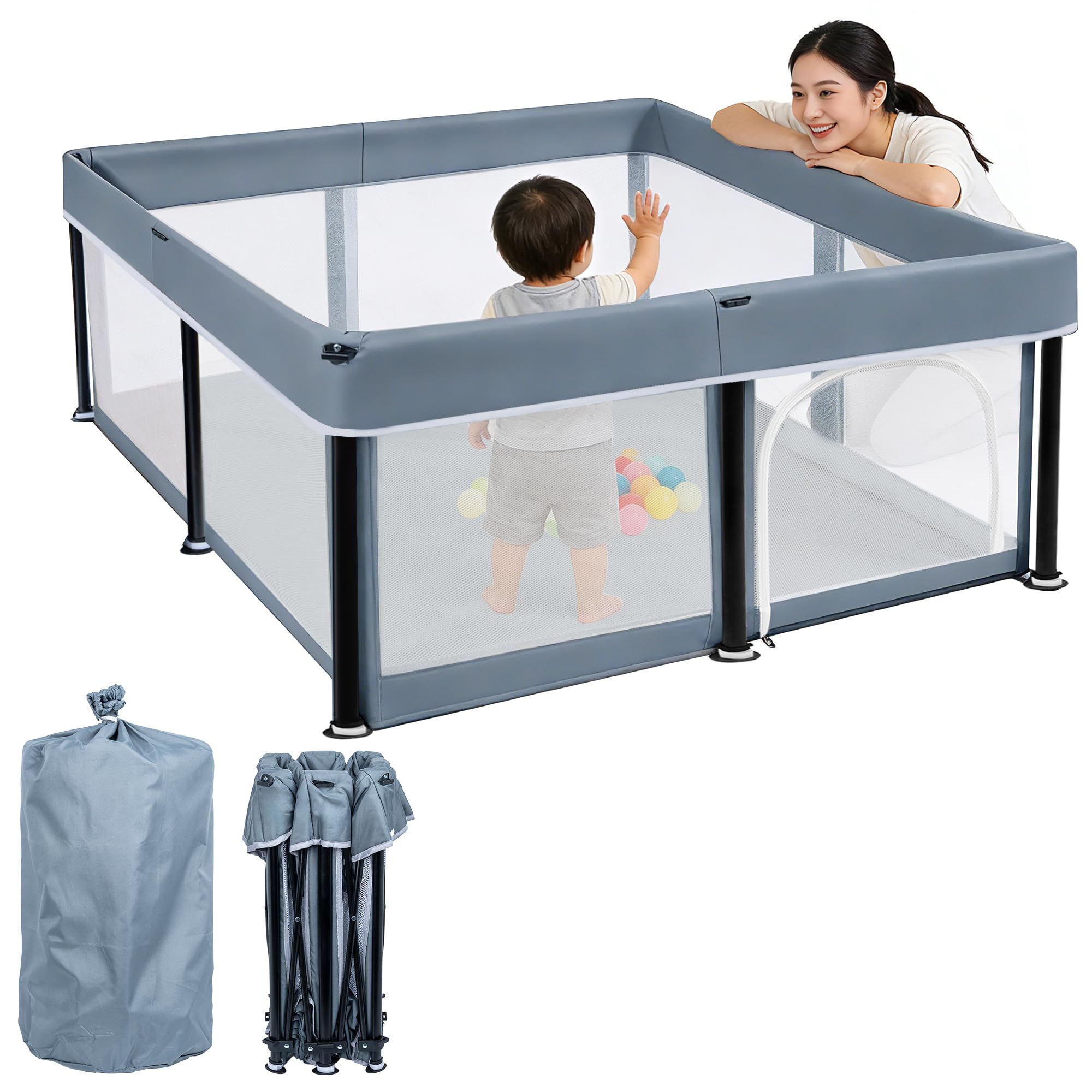 Foldable Baby Playpen 125*125 cm Collapsible Playpen for Babies and Toddler