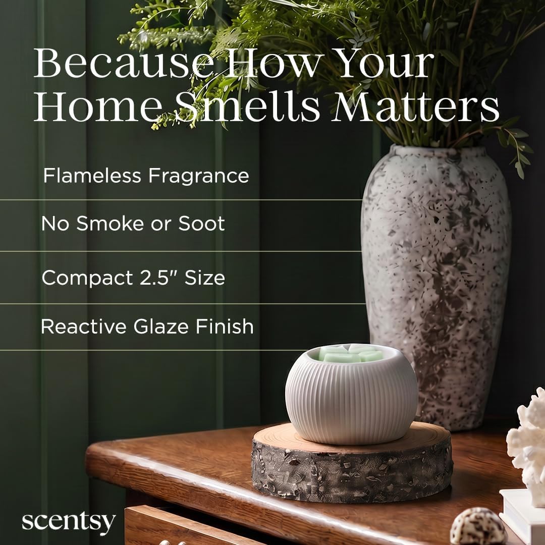 Scentsy White Fluted Wax Warmer, Electric Ceramic Home Warmer for Wax Melts