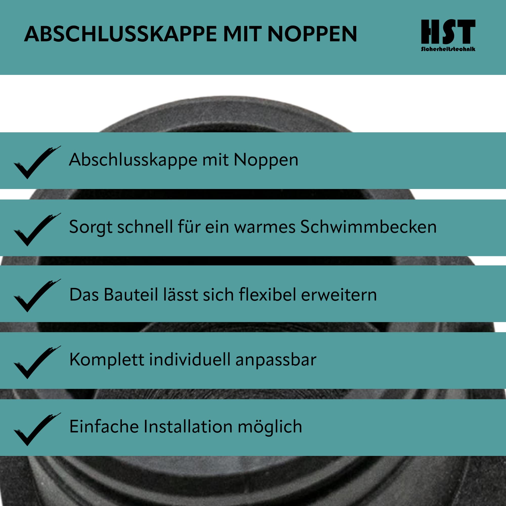 HST Abschlusskappe für Poolheizung I Abschlusskappe für Solarheizung I Abschlusskappe mit Noppen