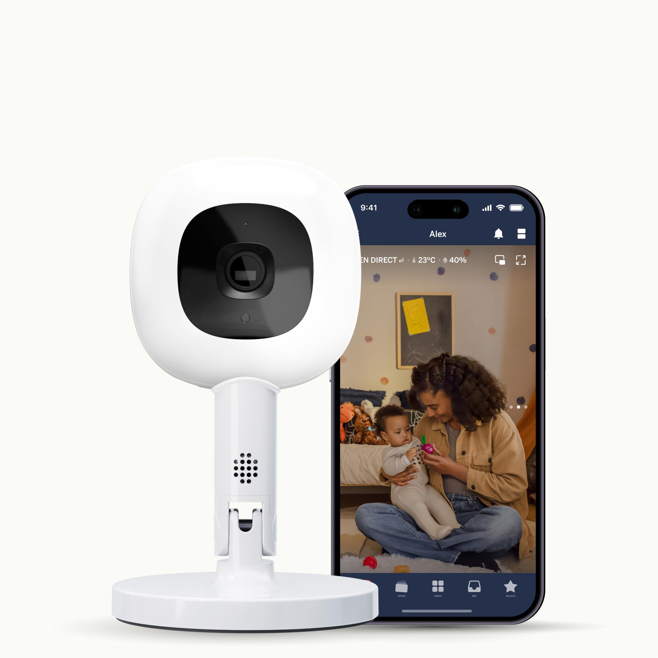 Nanit Pro Babyphone Caméra, Support et Bande - Caméra Bébé - 1080p Vidéo & Audio Bidirrectionnel - Blanc (Nanit Pro + Support Flexible)