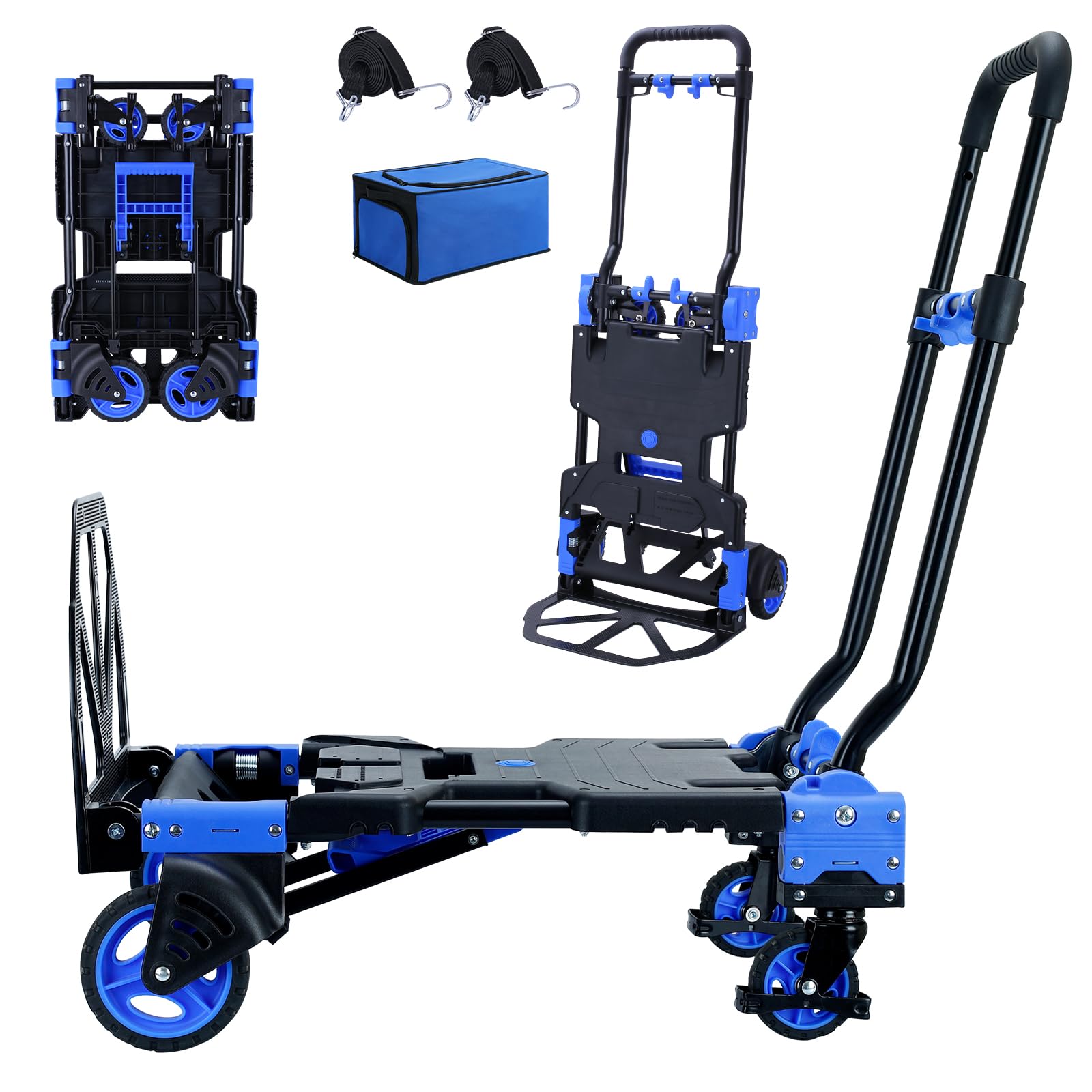 YANGTZE 2-1 Folding Hand Truck Dolly Cart with Wheels,330LBS Capacity