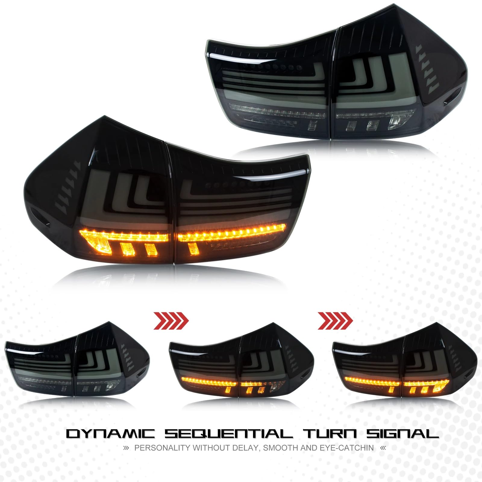 Compatible Con Lexus Para RX350 Para RX330 Para RX400h 2004-2009 Conjunto Lámparas Traseras Señal Giro Dinámica De Animación De Arranque De Coche luces advertencia traseras