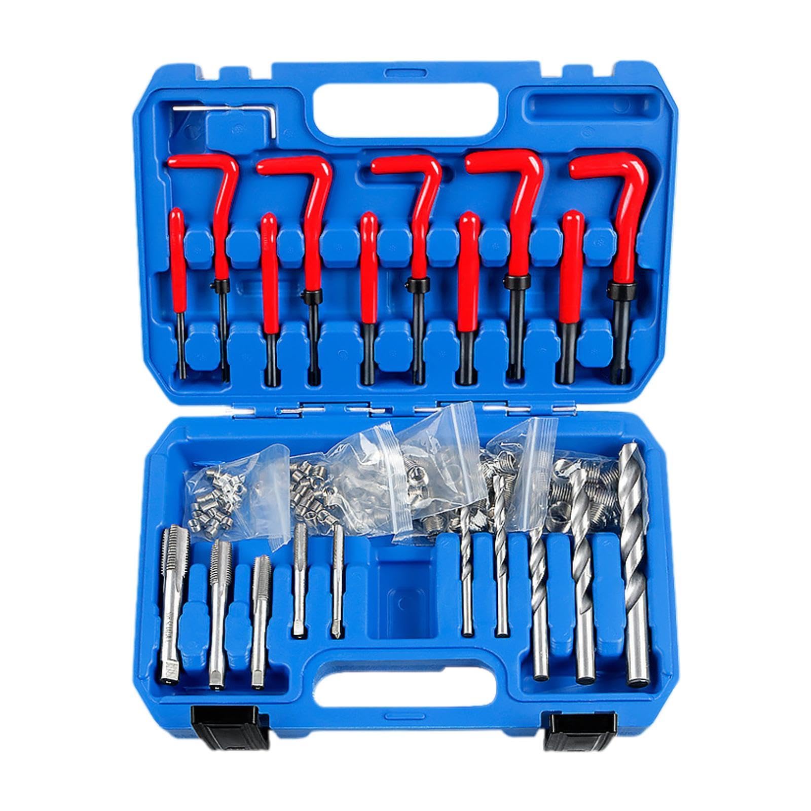 Kit metrico da 131 pezzi, inserti filettati per maschiatura M5 M6 M8, strumenti di installazione per la rottura, kit di riparazione