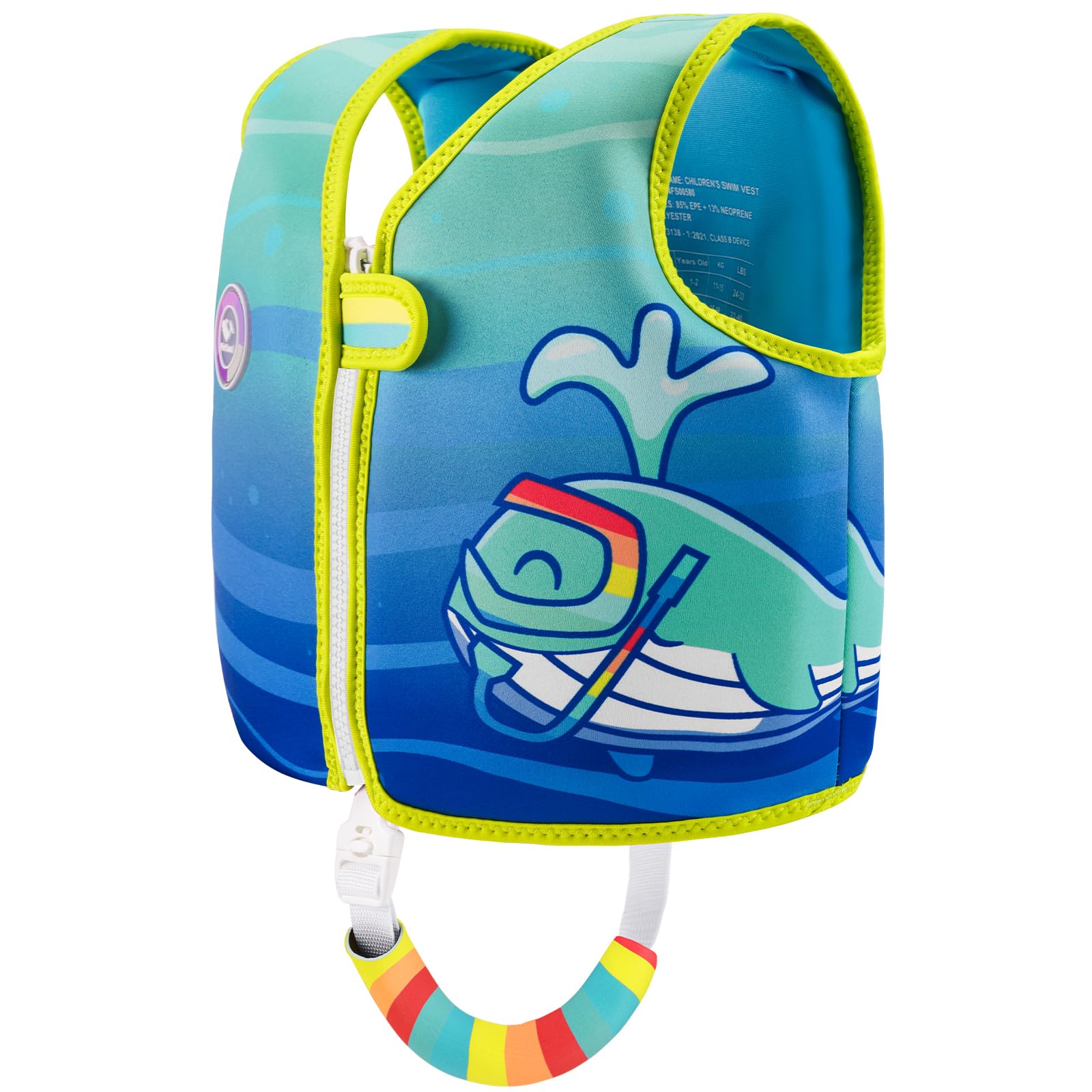 Pottwal Swim Vest for Kids - Swim Jacket - Made of Neoprene & EPE - with Adjustable Crotch Strap