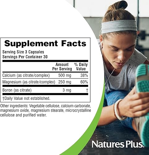 Miniatura 5 de NaturesPlus CalMag Citrate - 90 cápsulas vegetarianas - 500 mg de calcio, 250 mg de magnesio - Apoya la función saludable de huesos, músculos y