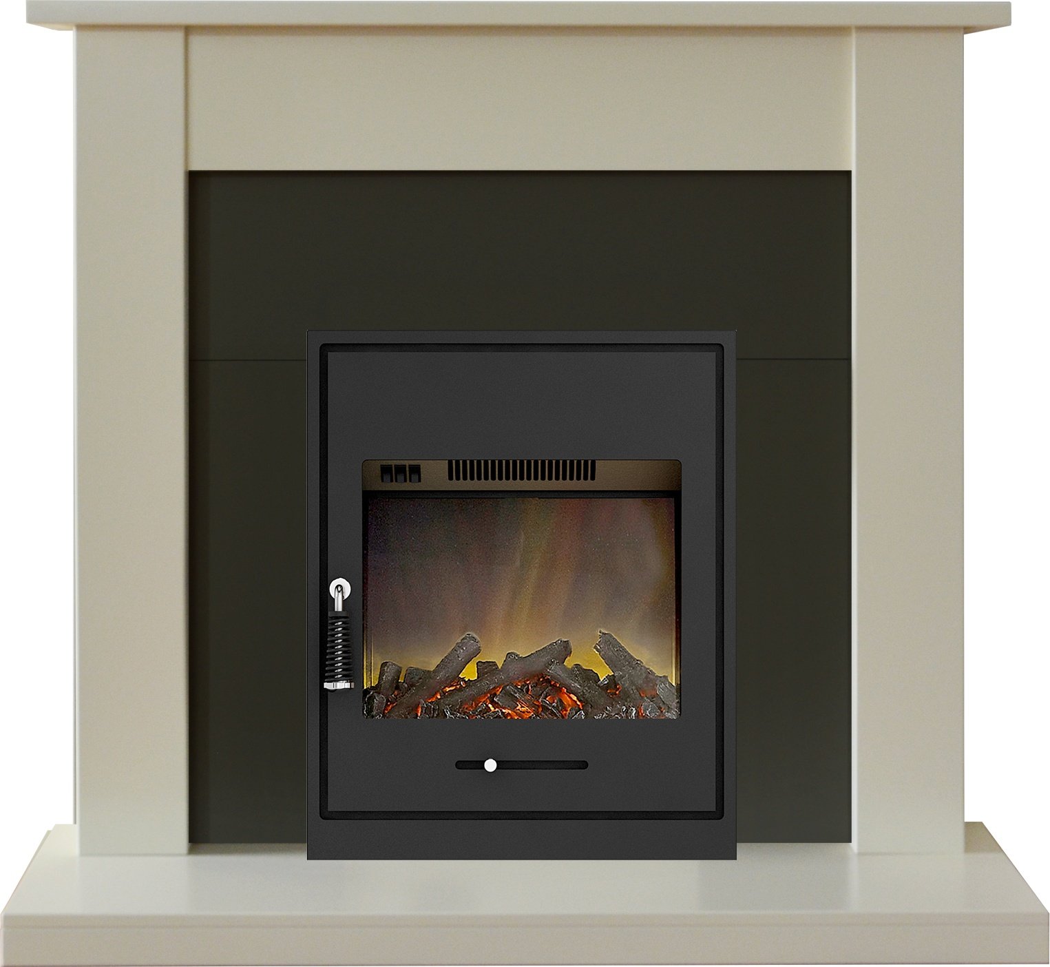 Adam Sutton Fireplace Suite in Cream with Oslo Electric Fire in Black, 43 Inch