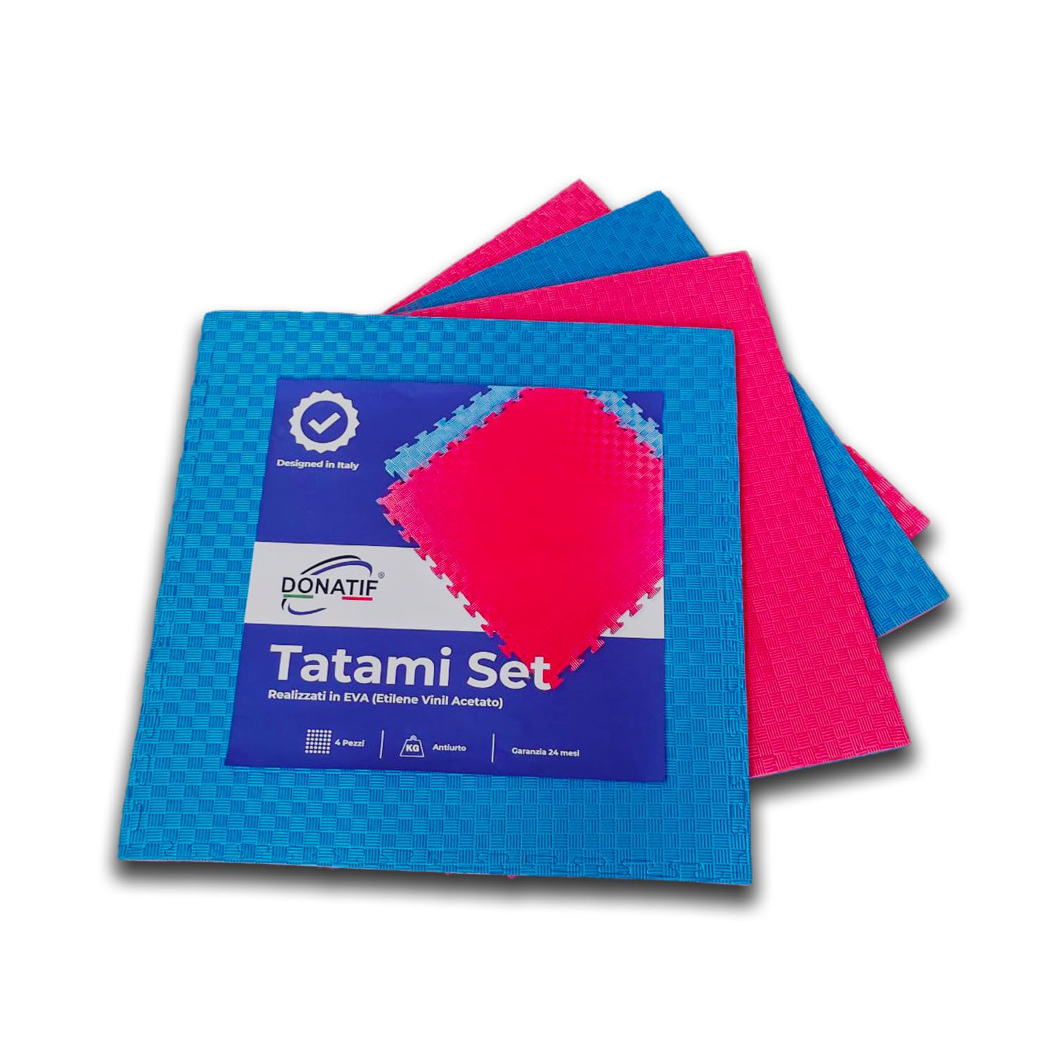 Tapis de gym Tatami 4 Pack 100 x 100 x 2 cm Eva Sol anti-traumatisme rouge/bleu