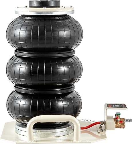 Miniatura 10 de VEVOR Gato de aire de 3 toneladas6600 libras, conector de aire de triple bolsa, con seis tubos de acero, elevación de hasta 17.7 pulgadas17.717 in,
