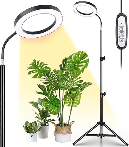 Miniatura 8 de LORDEM Luz de cultivo para plantas de interior, luz de planta de doble cabezal para plantas de crecimiento, lámpara de crecimiento de espectro