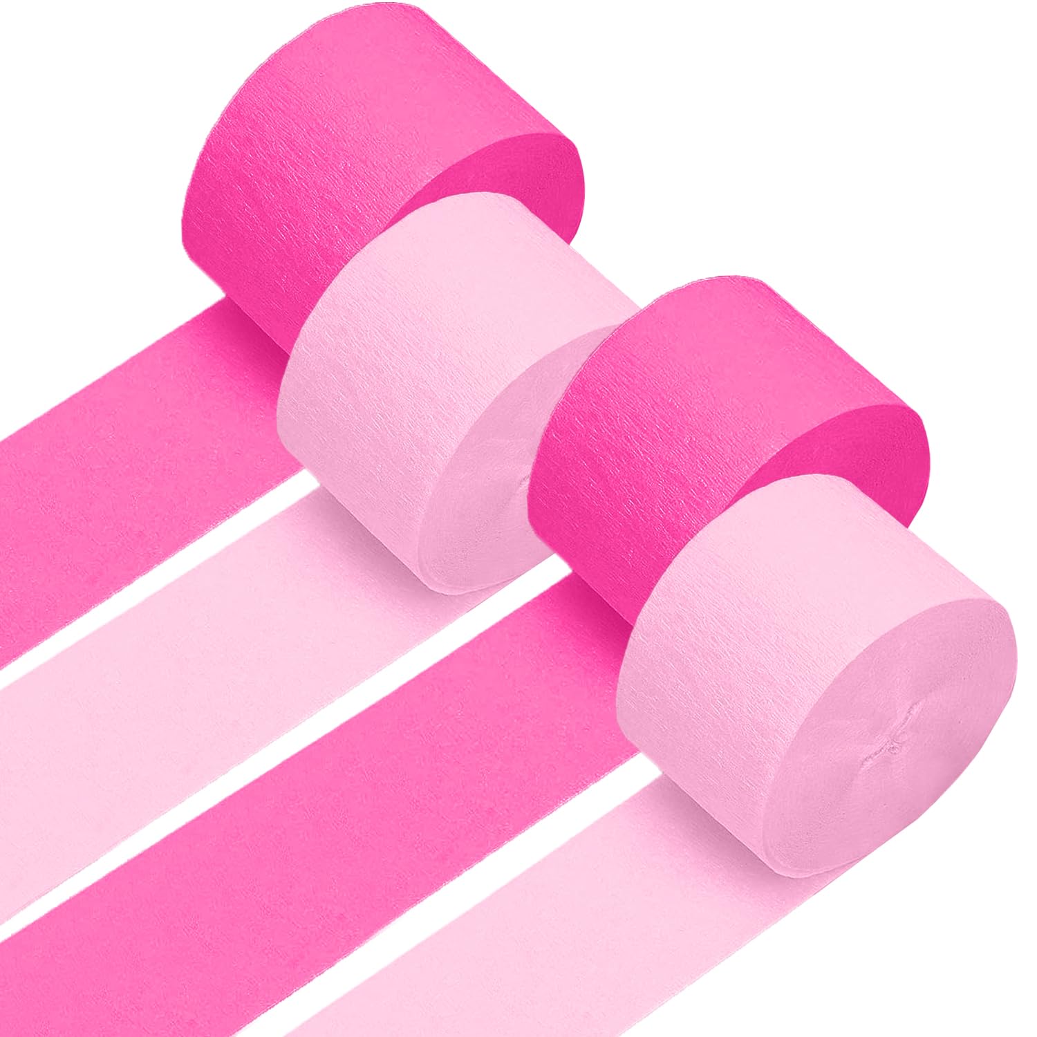 4 Crepe Paper Streamers Rolls, 328ft Pack of Hot Pink and Pink Crepe Paper for Birthday Bachelorette Engagement Wedding Bridal Shower Party Supplies (1.8 inch x 82 ft/Roll)