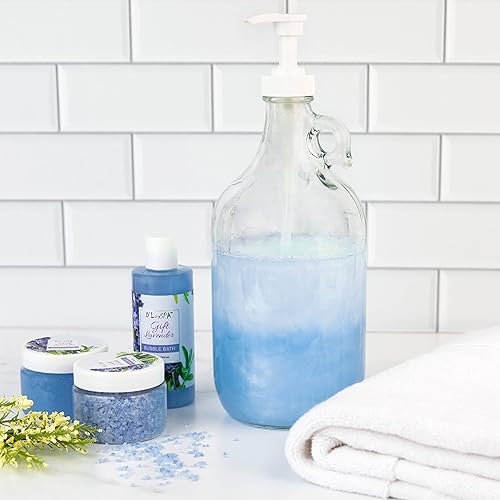 Miniatura 4 de kitchentoolz Botella dispensadora de vidrio de medio galón, jarra grande con bomba para dispensador de jabón de lavandería, detergente líquido,