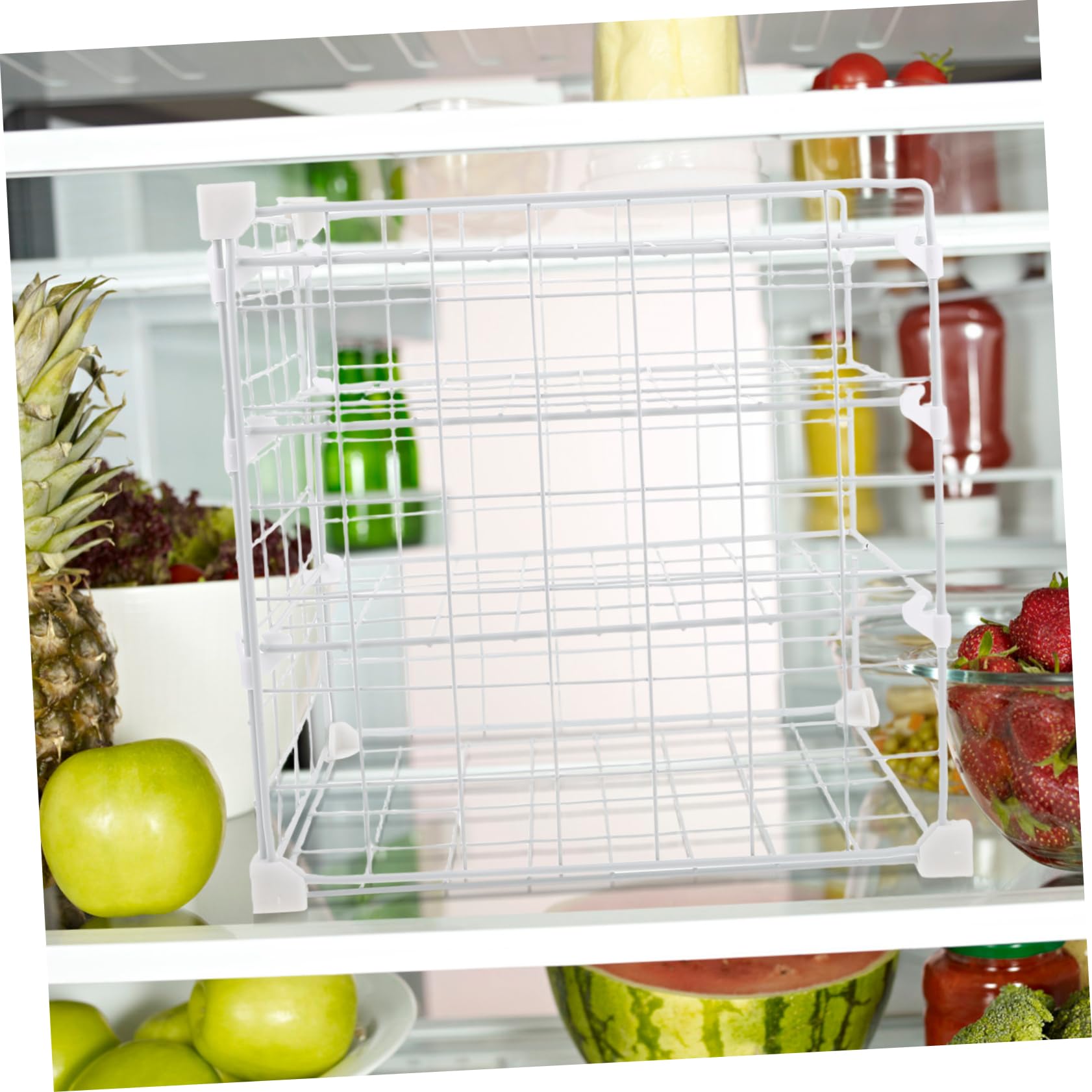Estante de Almacenamiento para Refrigerador de Estante Metálico de Color Claro Organizador de Cocina para Sobras Tazones Especias Almacenamiento de Bebidas Encimera