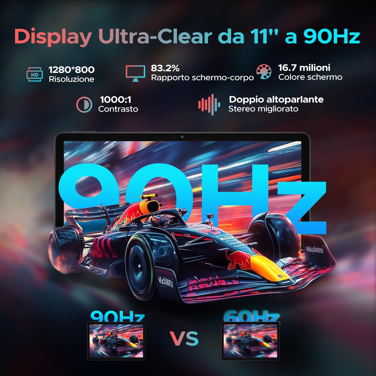 U11 PRO Android 16 Tablet 11 Pollici, 30GB+256GB/2TB Tablet con Tastiera, 8580mAh, T7200 Octa Core, Gemini AI Tablets con Pennae & Mouse & Case, 90Hz 1080P, 13MP+5MP, Widevine L1/WIFI 5 /Face ID/OTG