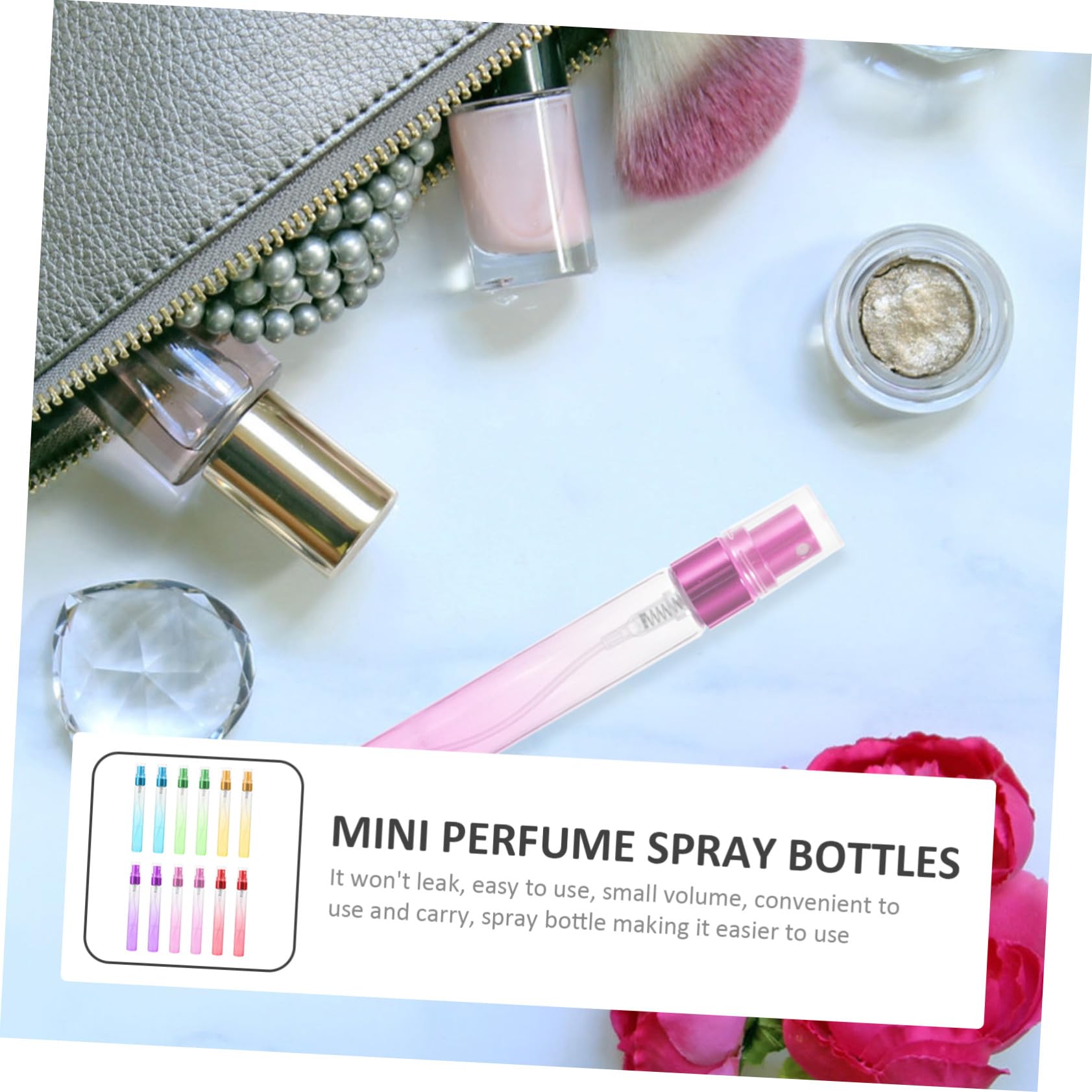 12piezas Botella de Perfume Atomizador Pequeña de Frasco de Vidrio para Perfume Botella de Viaje para Maquillaje y Cosméticos