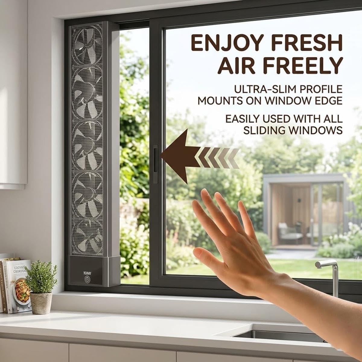 Vertical Window Fan for Sliding Windows 13.7-53.1 Inch Window Exhaust Fan for Bedroom, Variable Speed Vent Fan, Metal Retractable Window Exhaust Fan Ideal for Kitchen, Office(17.72-21.65in)