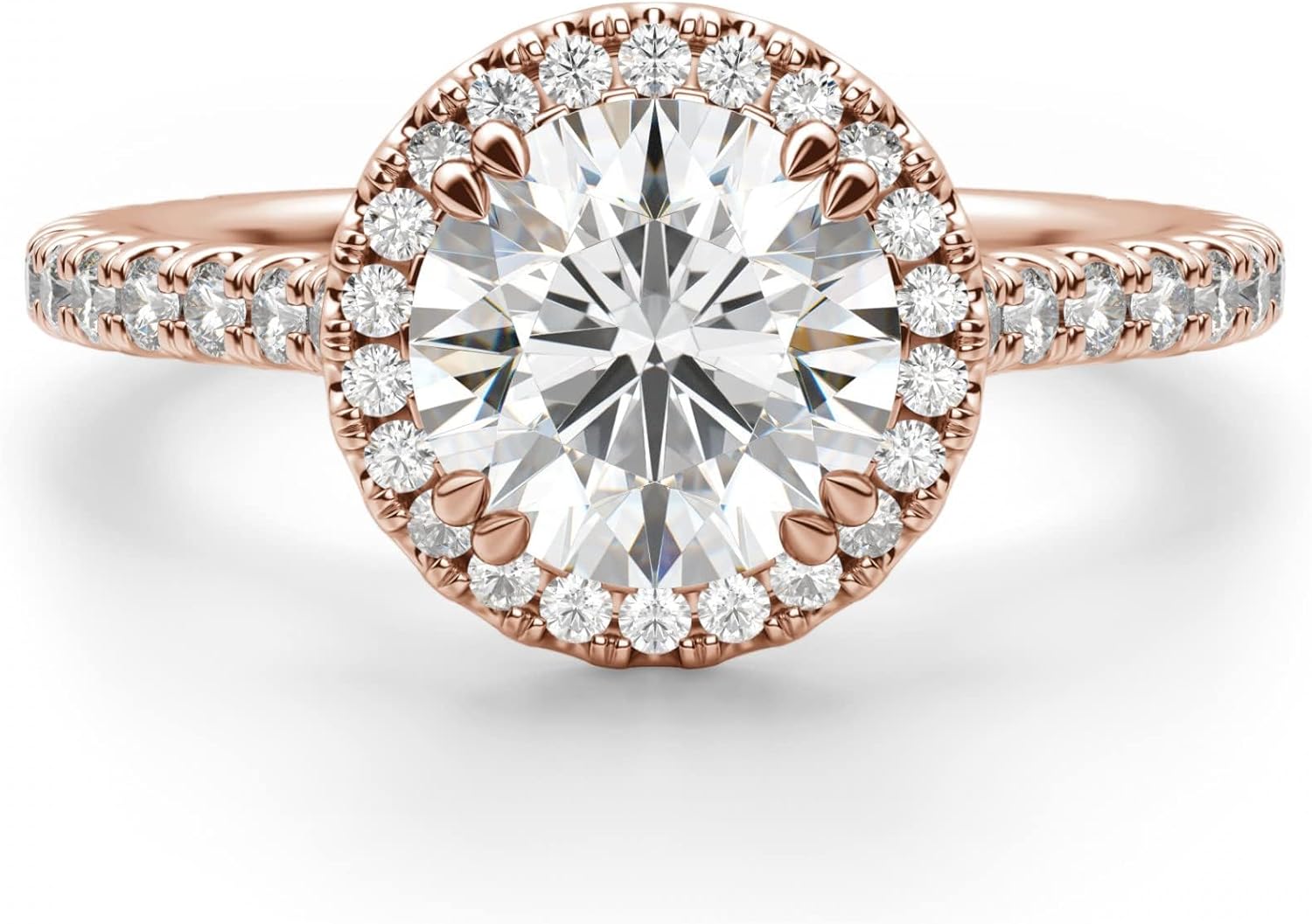 Round Moissanite Halo Engagement Ring Sets 2 CT Diamond Wedding Bridal Gift Her Anniversary Promise Handmade Ring Set for Women 925 Silver 10K 14K 18K Rose Gold Band