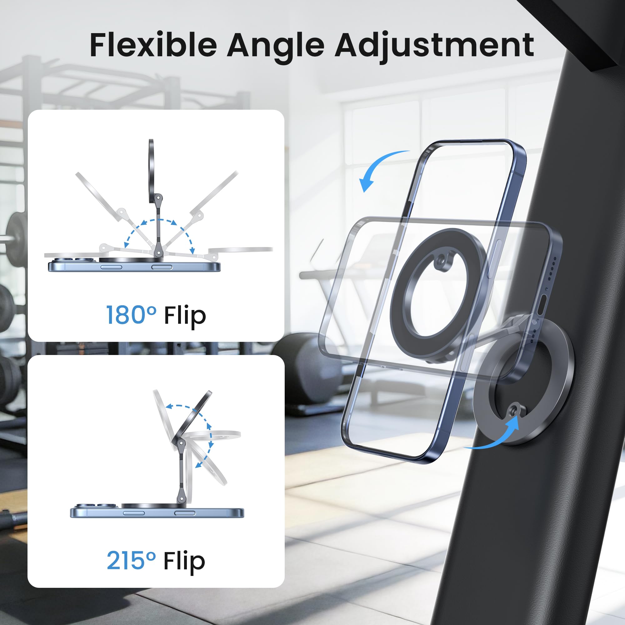 Itramax Supporto Magnetico per Telefono da Palestra,Supporto a Doppio Anello,Staffa Regolabile a 360° con Doppia Faccia per iPhone 17 Air 16 15 14 13 12 Pro Max,Custodia Mag/Safe,Superfici Metalliche