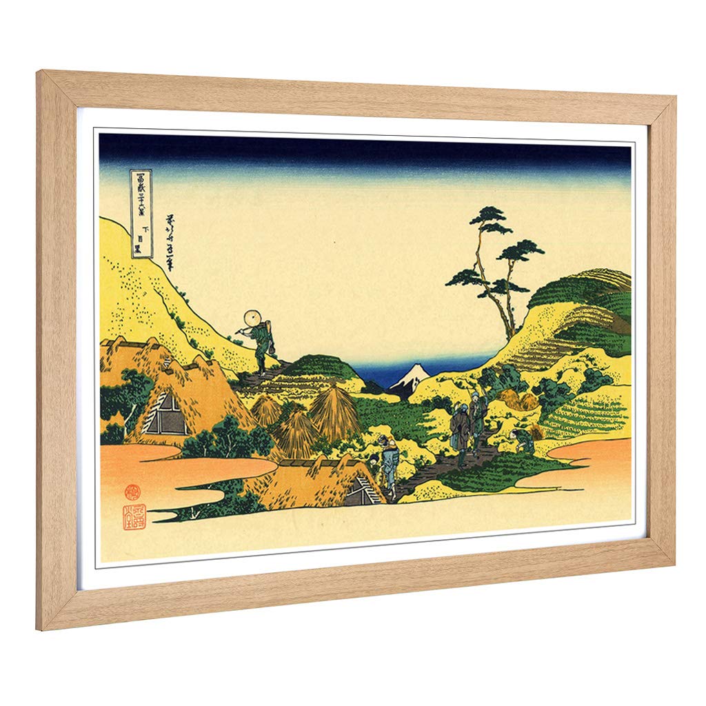 Big Box Art Framed Print of Hokusai Japanese Oriental Shimomeguro Design | Wall Art Picture | Home Decor for Kitchen, Living Room, Bedroom, Hallway, Oak, A2 / 24.5x18 Inch / 62x45cm