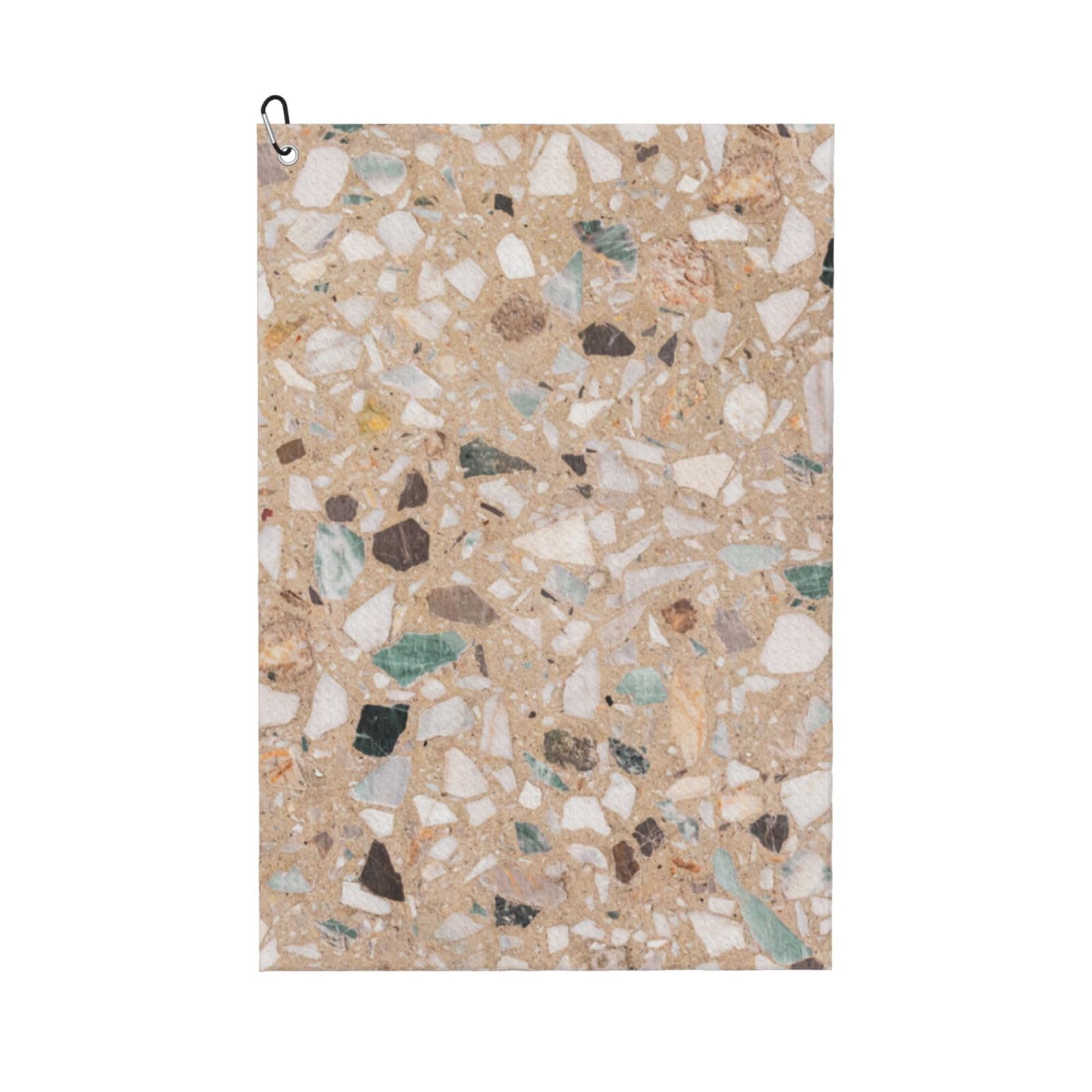 Hnnkloy Terrazzo Natural Stone, 16x24 in Portable Waffle Golf Towels with Carabiner Clip for Golf Bag