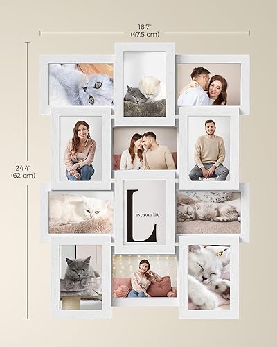 Miniatura 4 de SONGMICS Marcos de fotos de collage de 4 x 6 pulgadas para decoración de pared, juego de 12, fotos multifamiliares para decoración de galería,