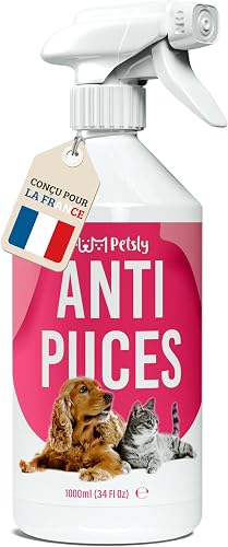 Petsly® Spray Anti Puces Chat & Chien -1L- Non Tachant
