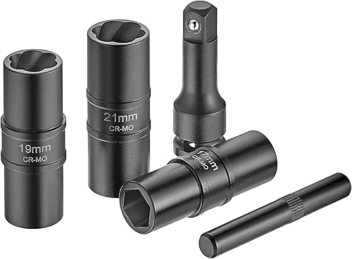 Miniatura 3 de Juego de 5 piezas de extractor de pernos dañados de 1/2 pulgada, extracción de tuercas redondeadas, métrica, 0.669 in, 0.748 in, 0.827 in, extensión