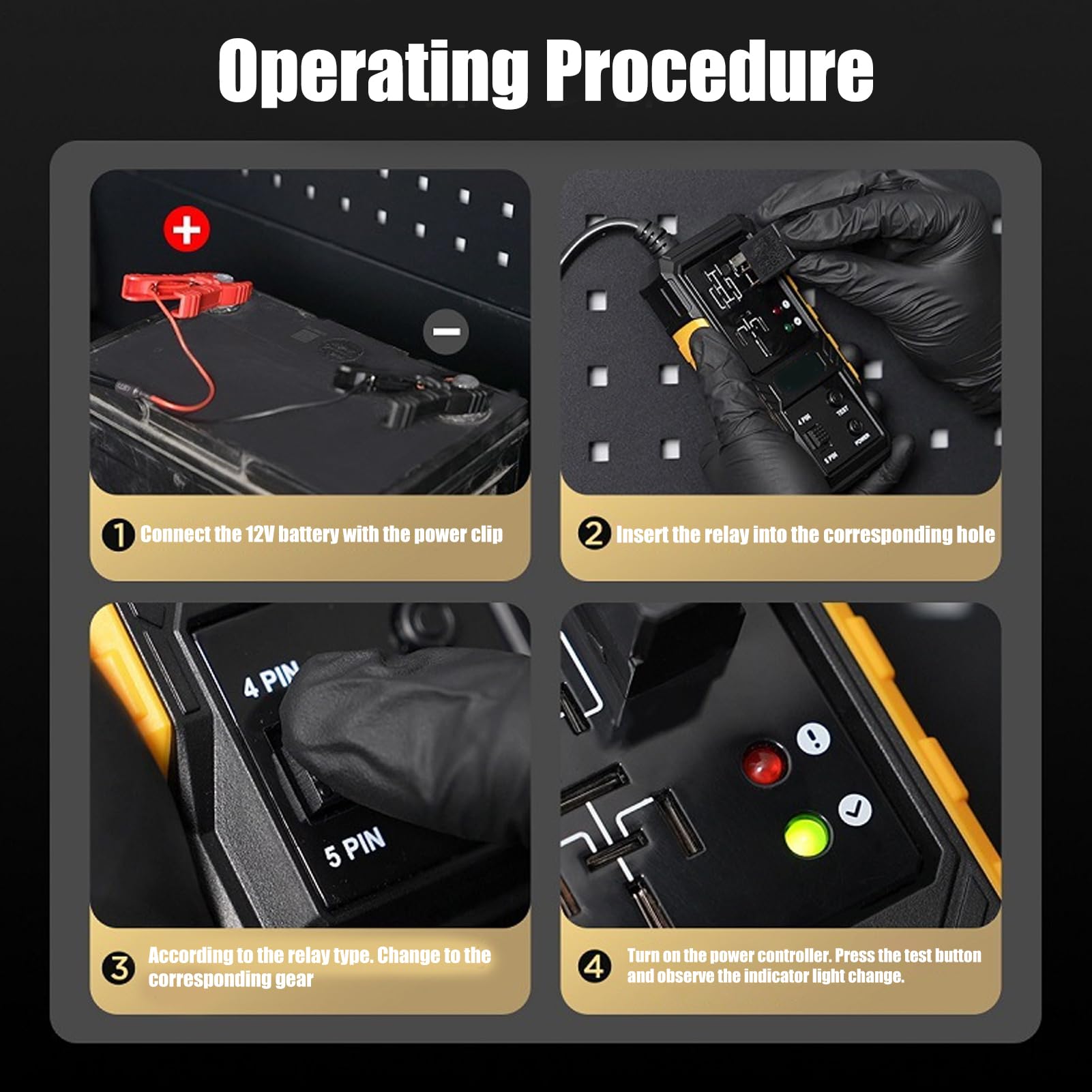 Tester per relè - Dispositivo di controllo relè automobilistico, strumento elettrico ad alta precisione 12 V per controllo circuito, controllo della batteria e fusibili