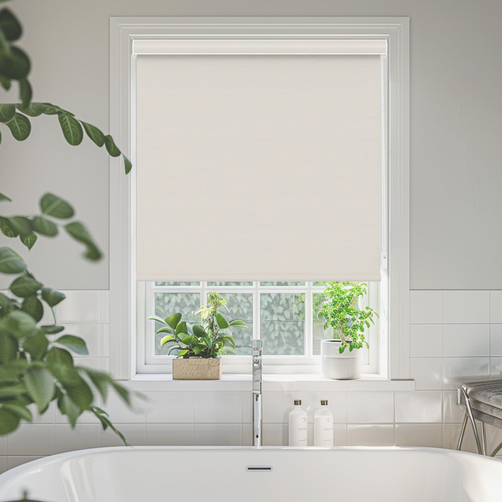 Changshade Custom Roller Shades for Indoor Windows, Corded Blackout Roller Blinds with Thermal Insulated, Room Darkening Blinds, Custom Blackout Blinds for Bedroom,Bathroom,Bedroom,Office,Beige